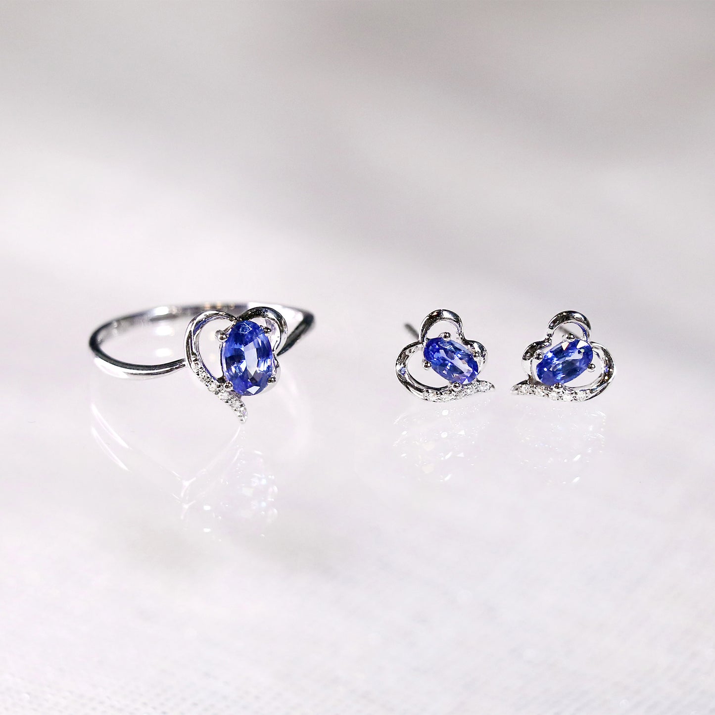 Oval Sapphire Heart Earrings