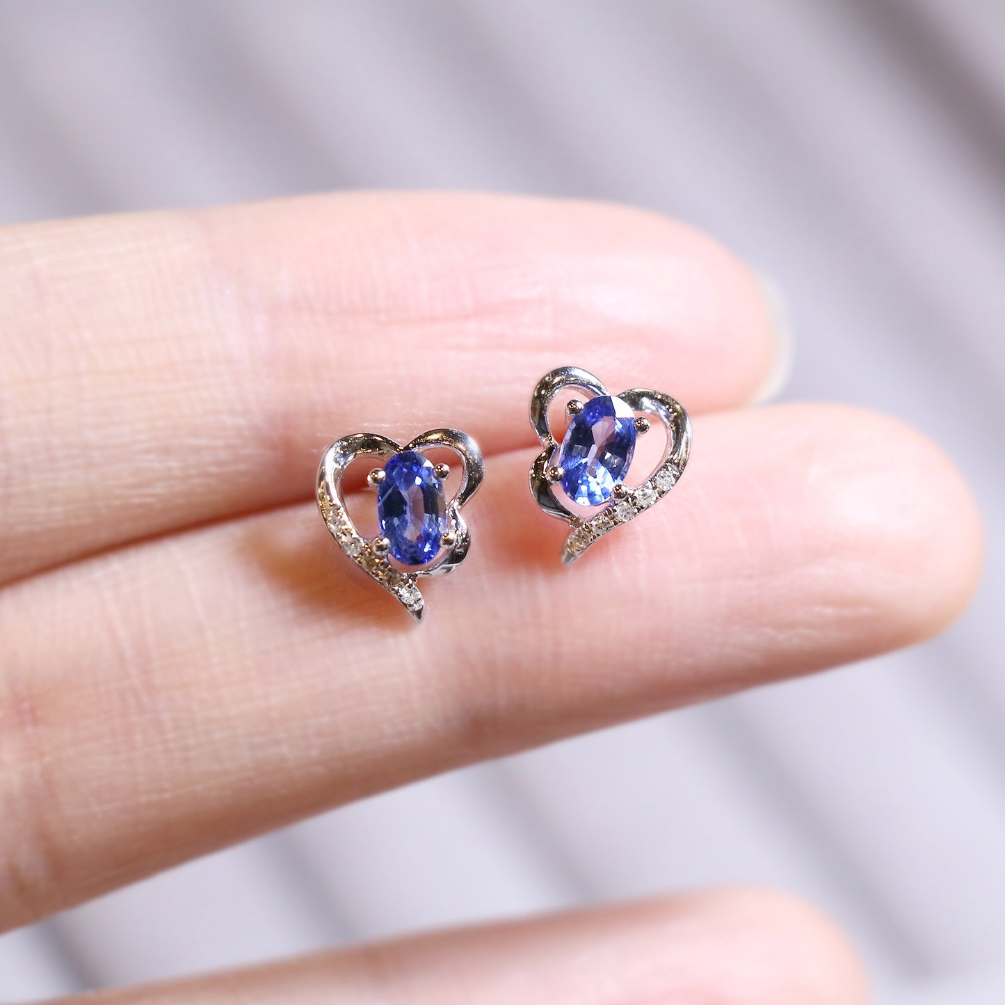 Oval Sapphire Heart Earrings