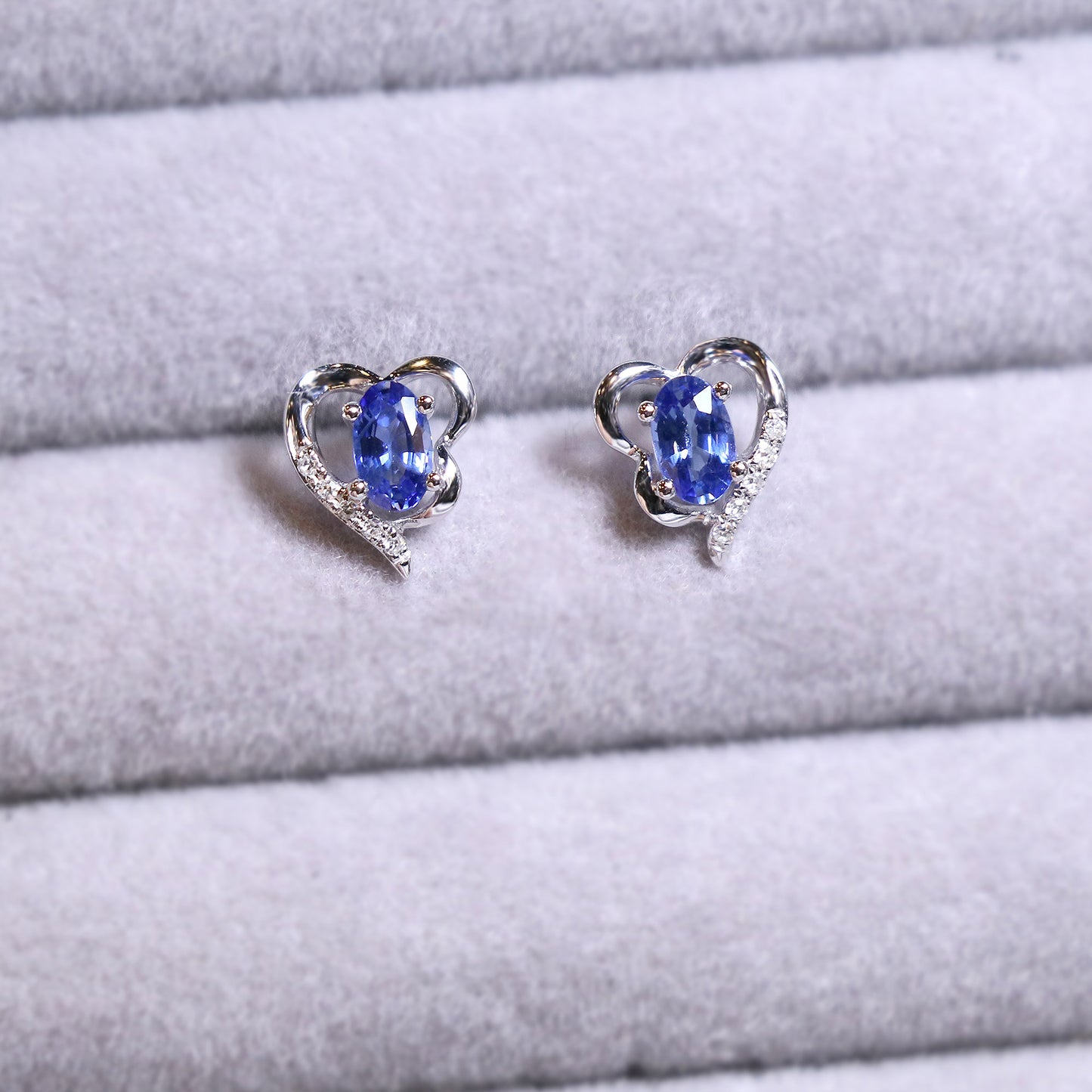 Oval Sapphire Heart Earrings