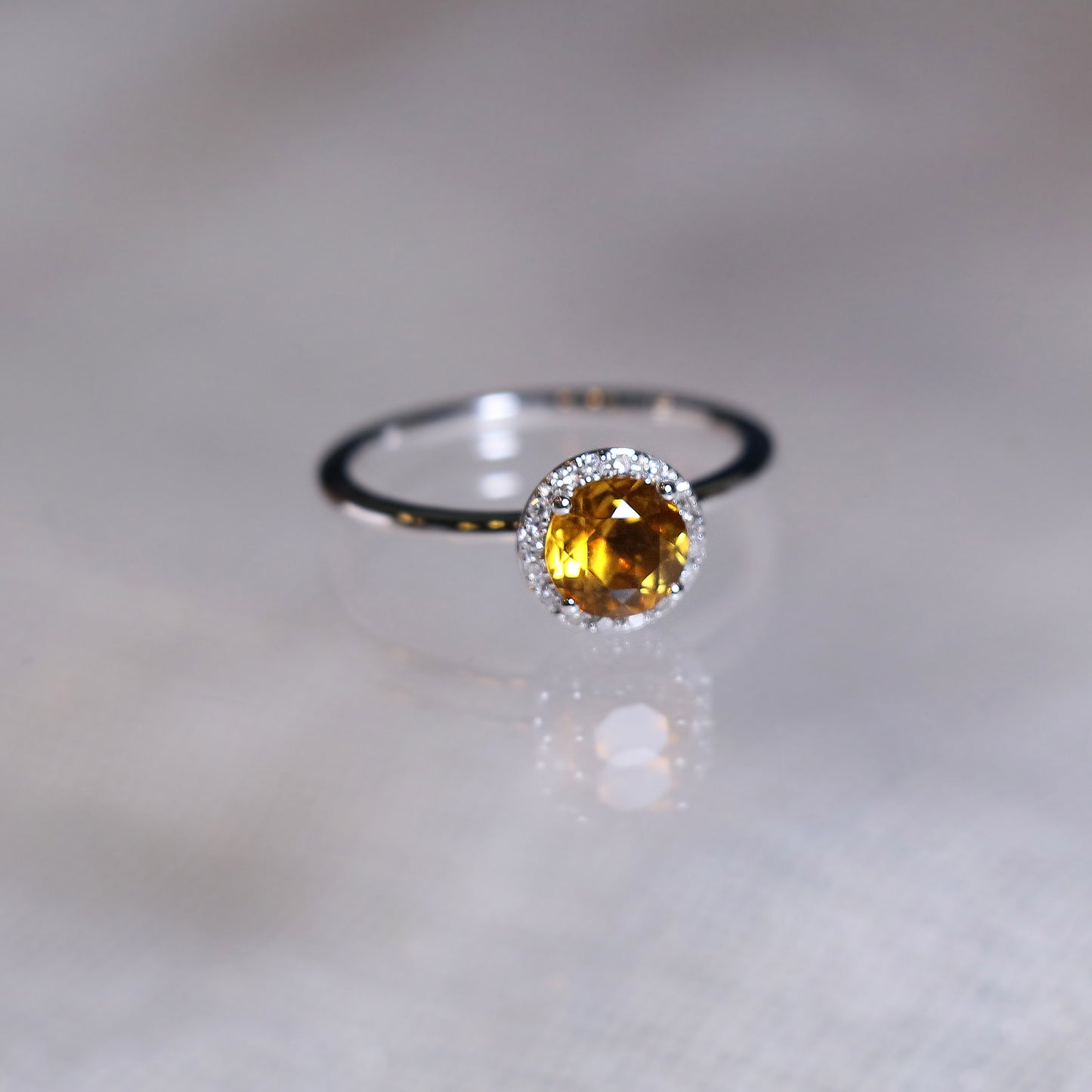 Citrine Halo Diamond Ring