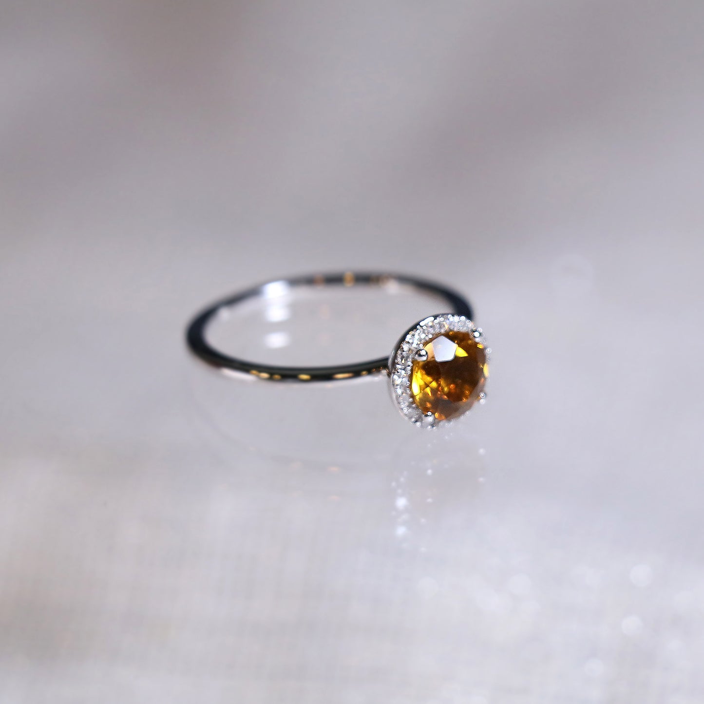 Citrine Halo Diamond Ring