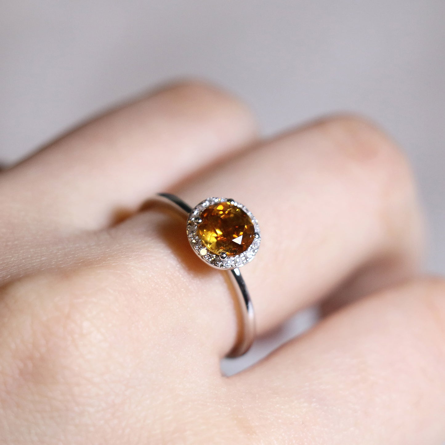 Citrine Halo Diamond Ring