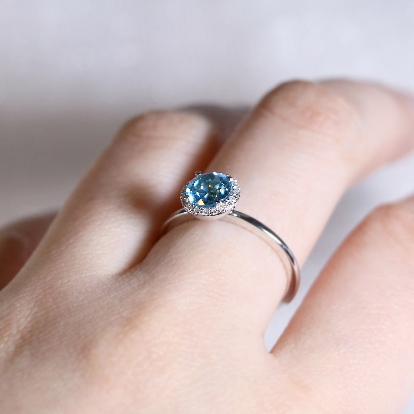 Topaz Halo Diamond Ring