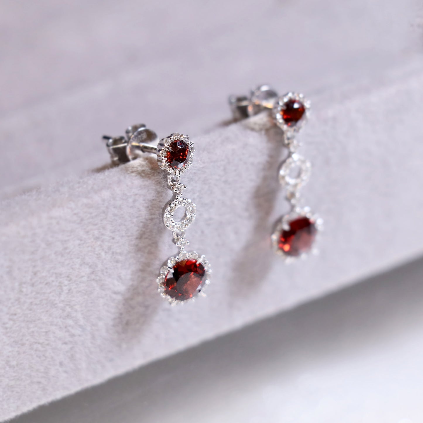 Garnet Diamond Drop Earrings