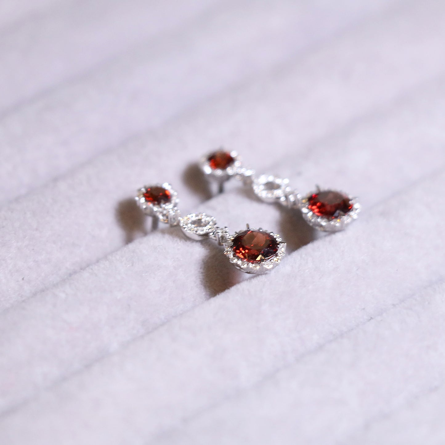 Garnet Diamond Drop Earrings