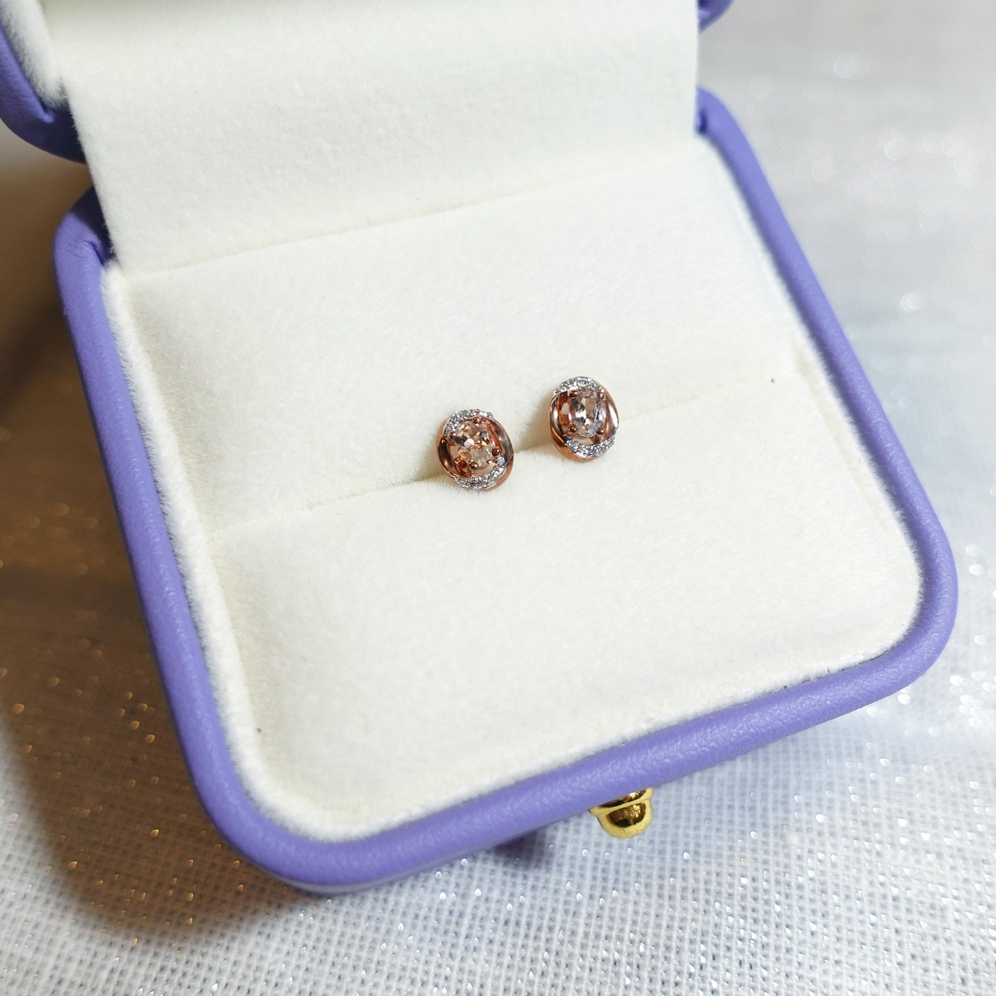 Oval Morganite Diamond Earrings