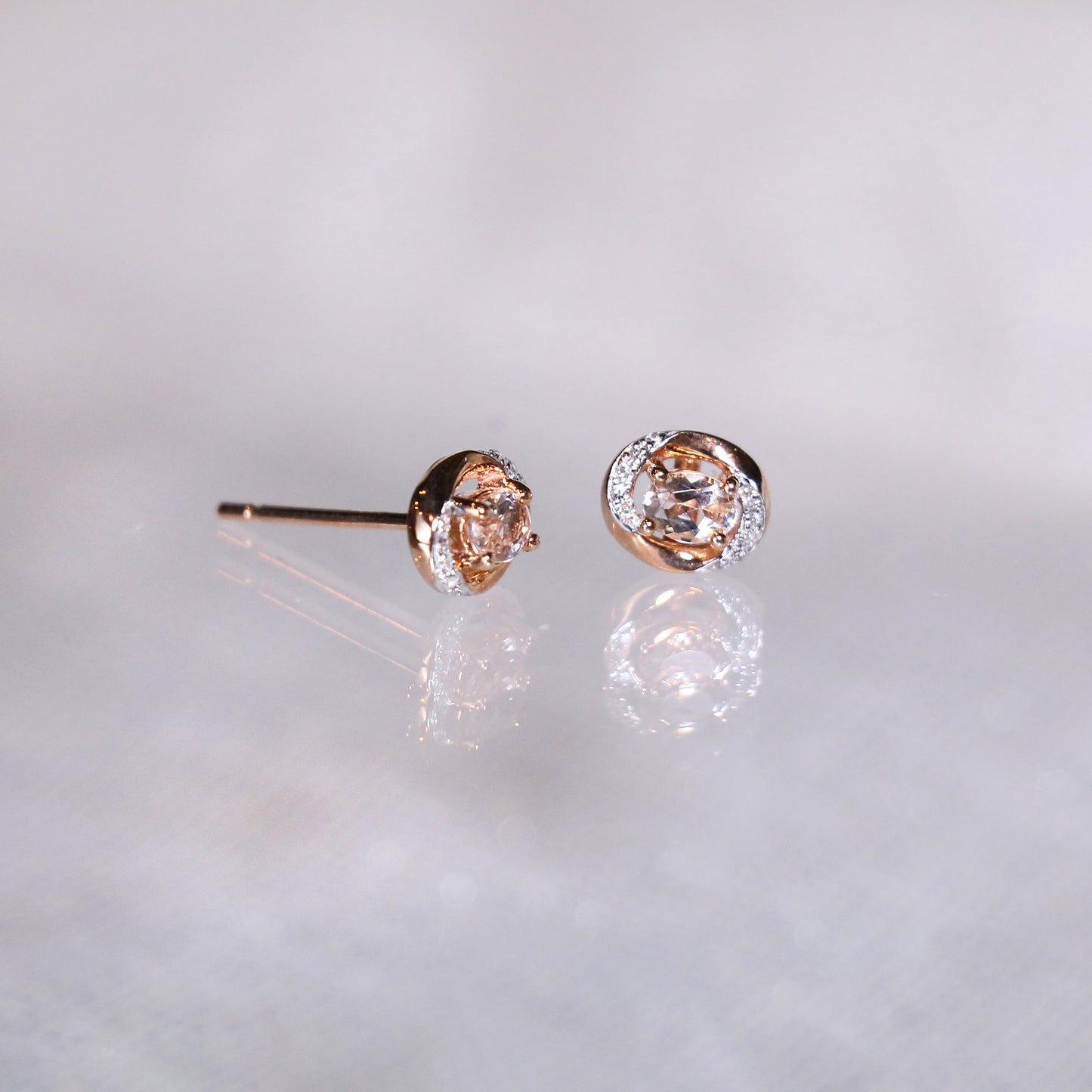 Oval Morganite Diamond Earrings