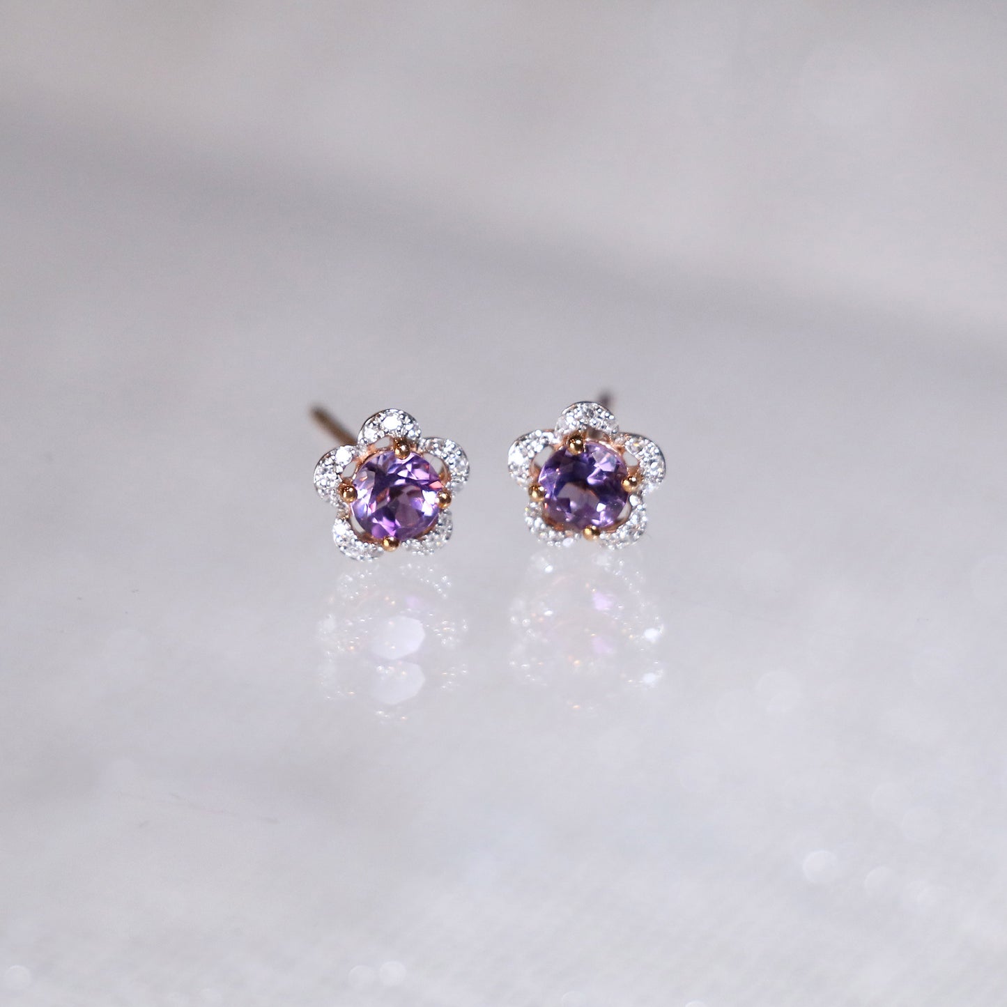 Amethyst Sakura Flower Earrings