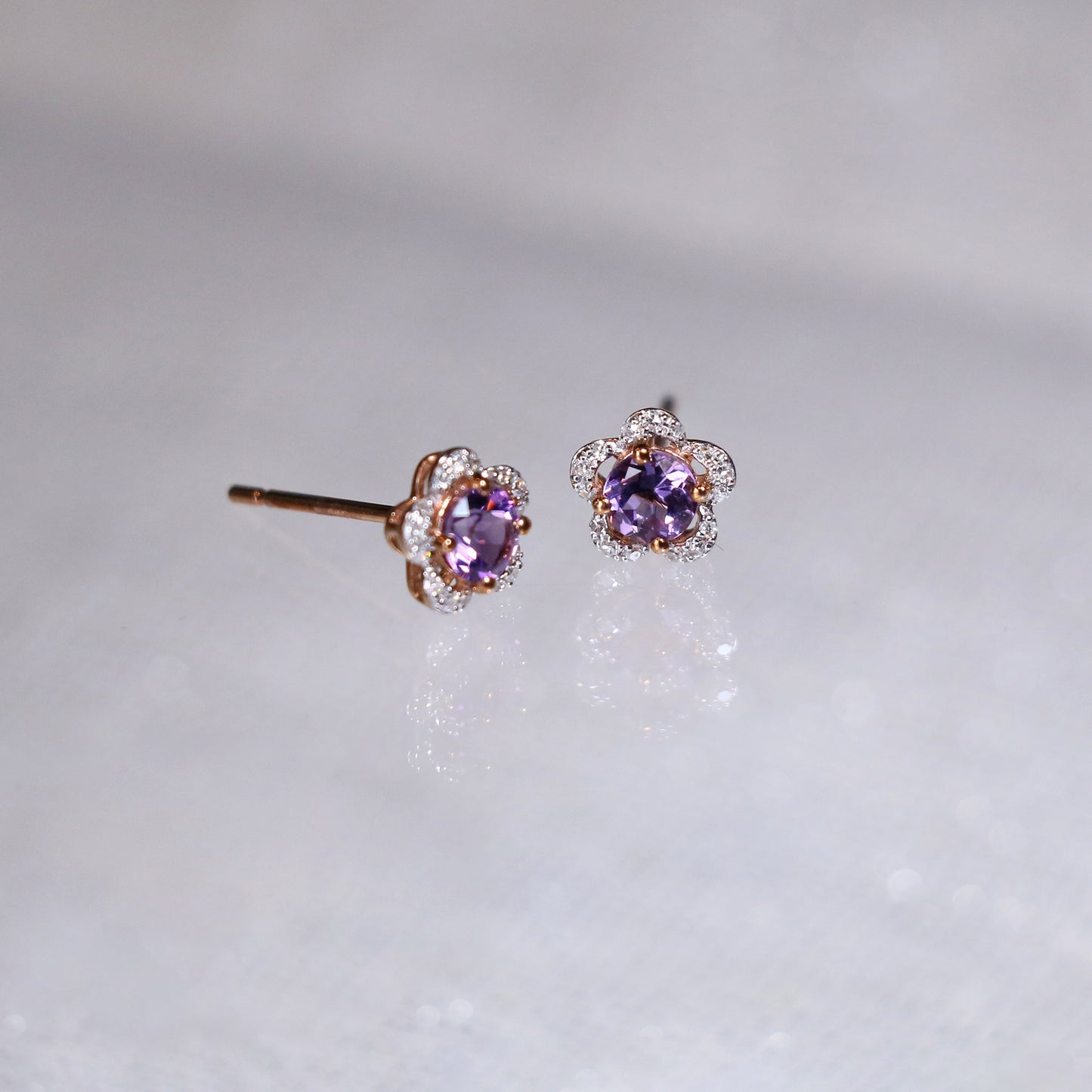 Amethyst Sakura Flower Earrings