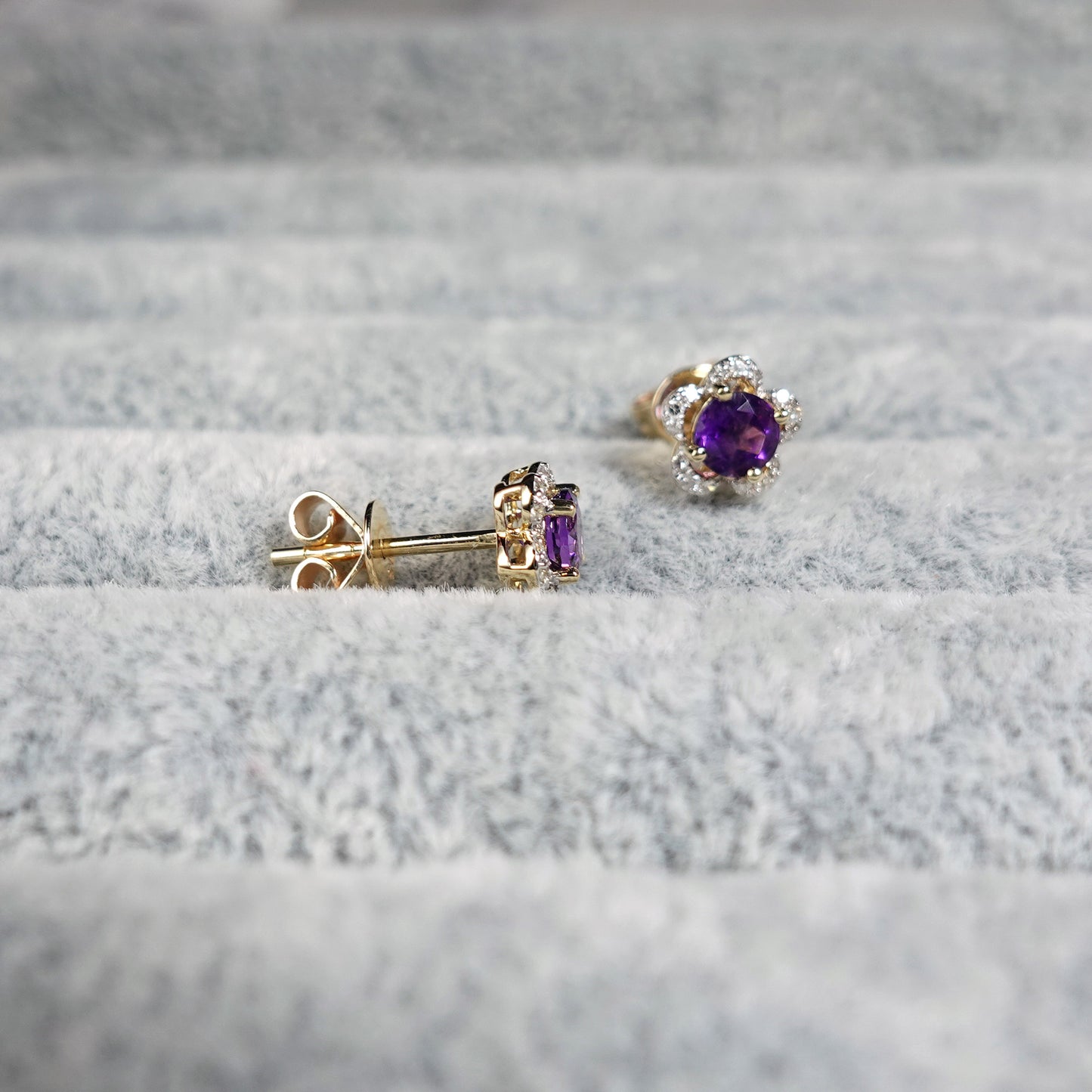 Amethyst Sakura Flower Earrings