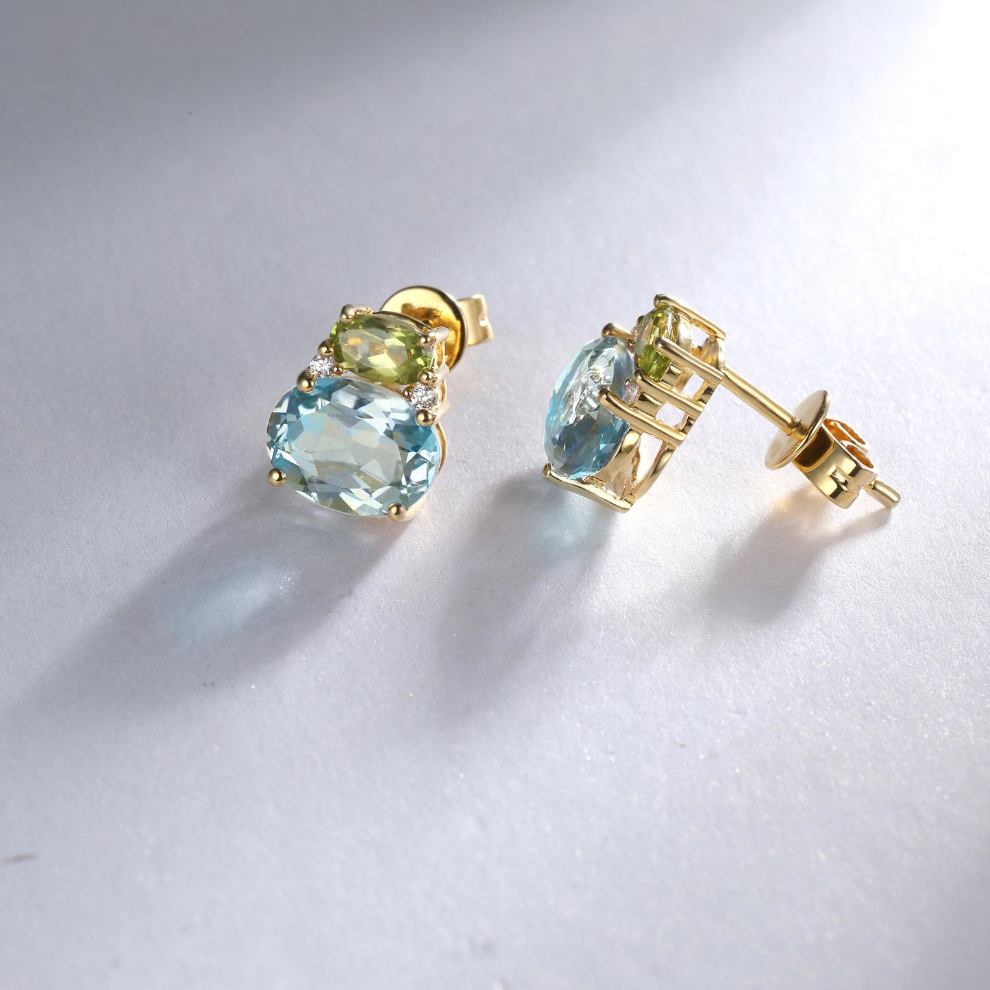 Oval Peridot Topaz Stud Earrings