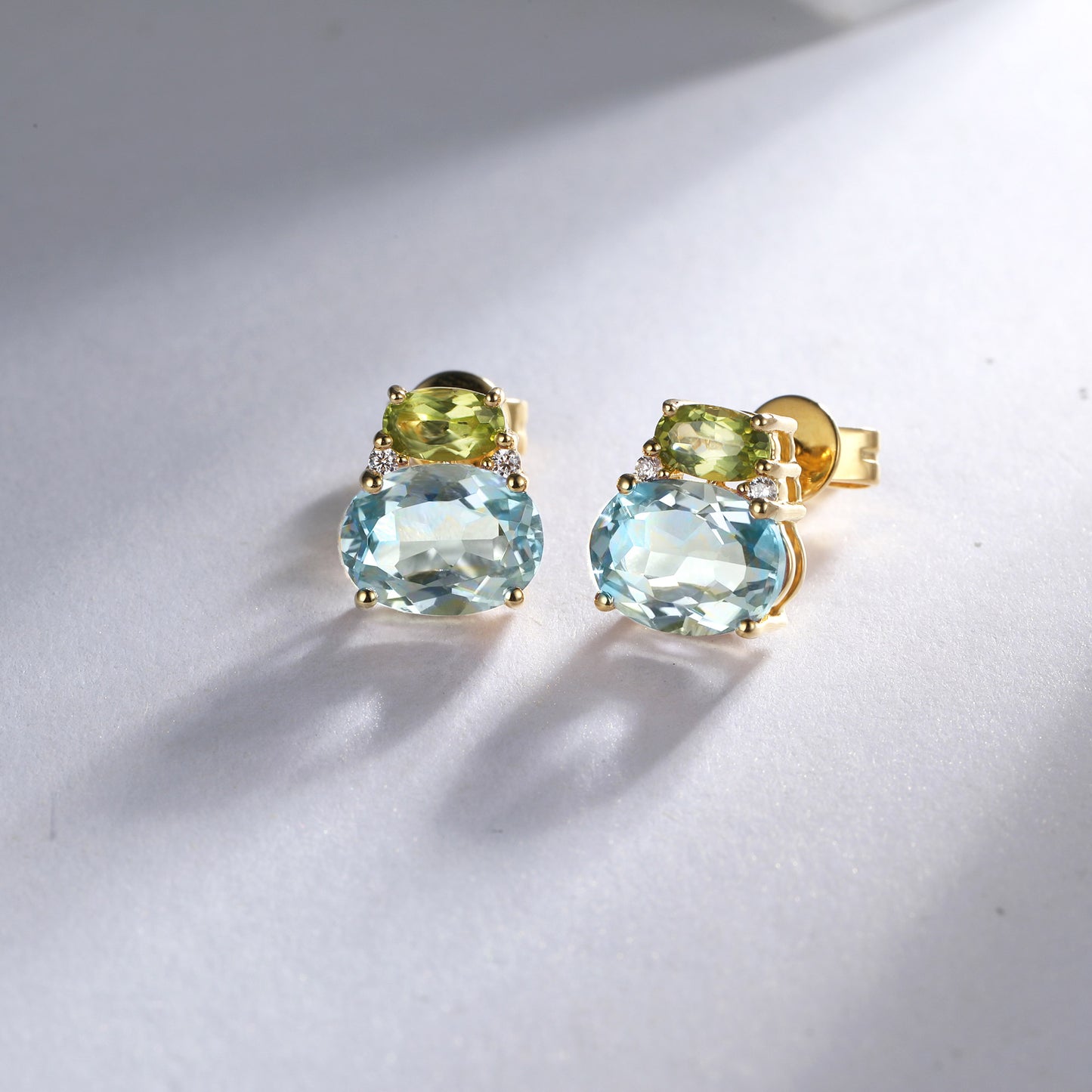 Oval Peridot Topaz Stud Earrings