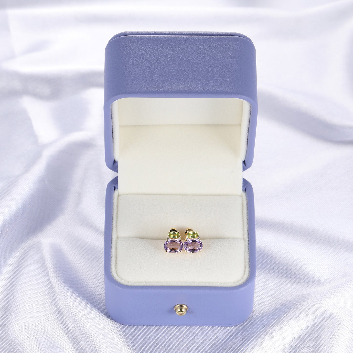 Oval Peridot Amethyst Stud Earrings