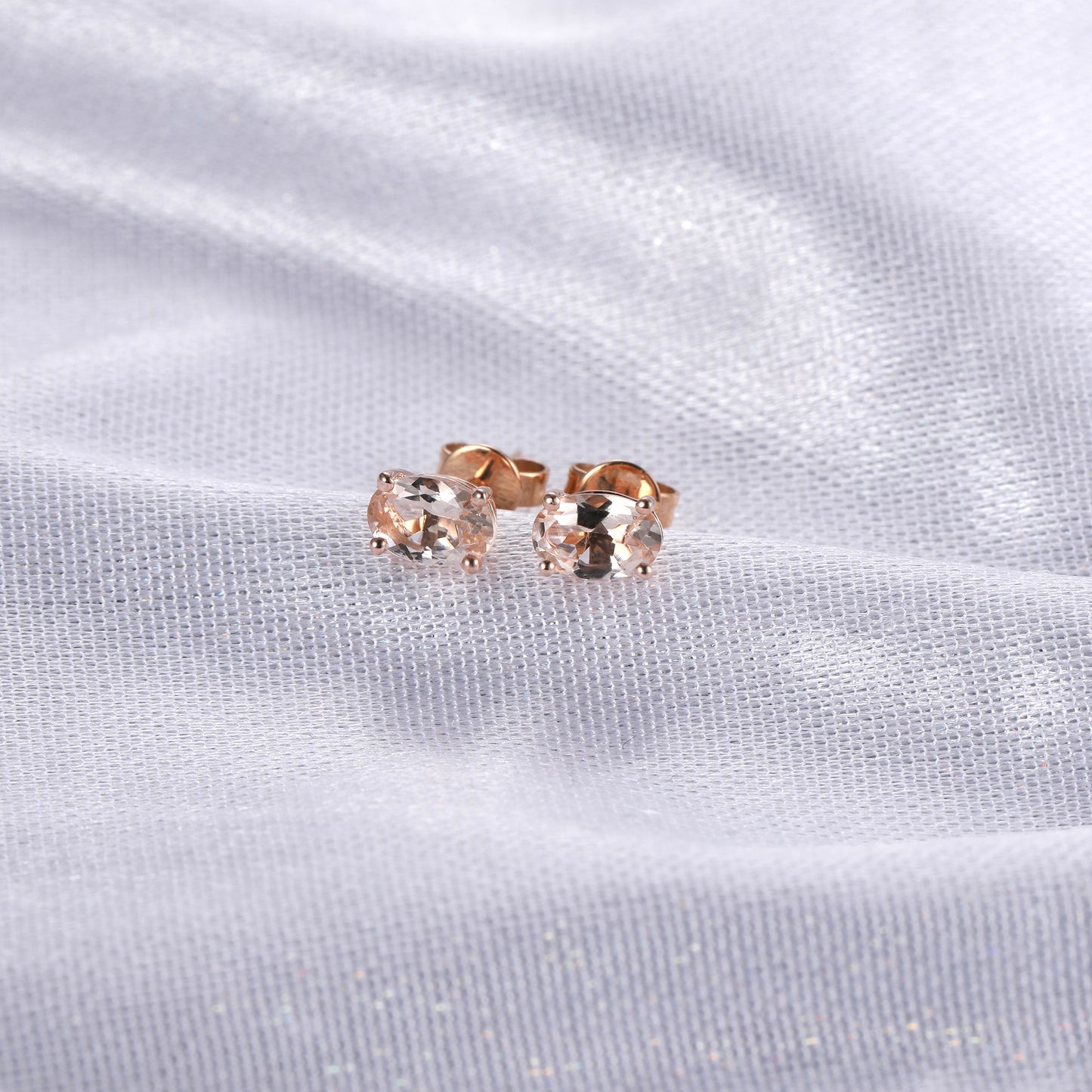 Dainty Oval Peach Morganite Earrings
