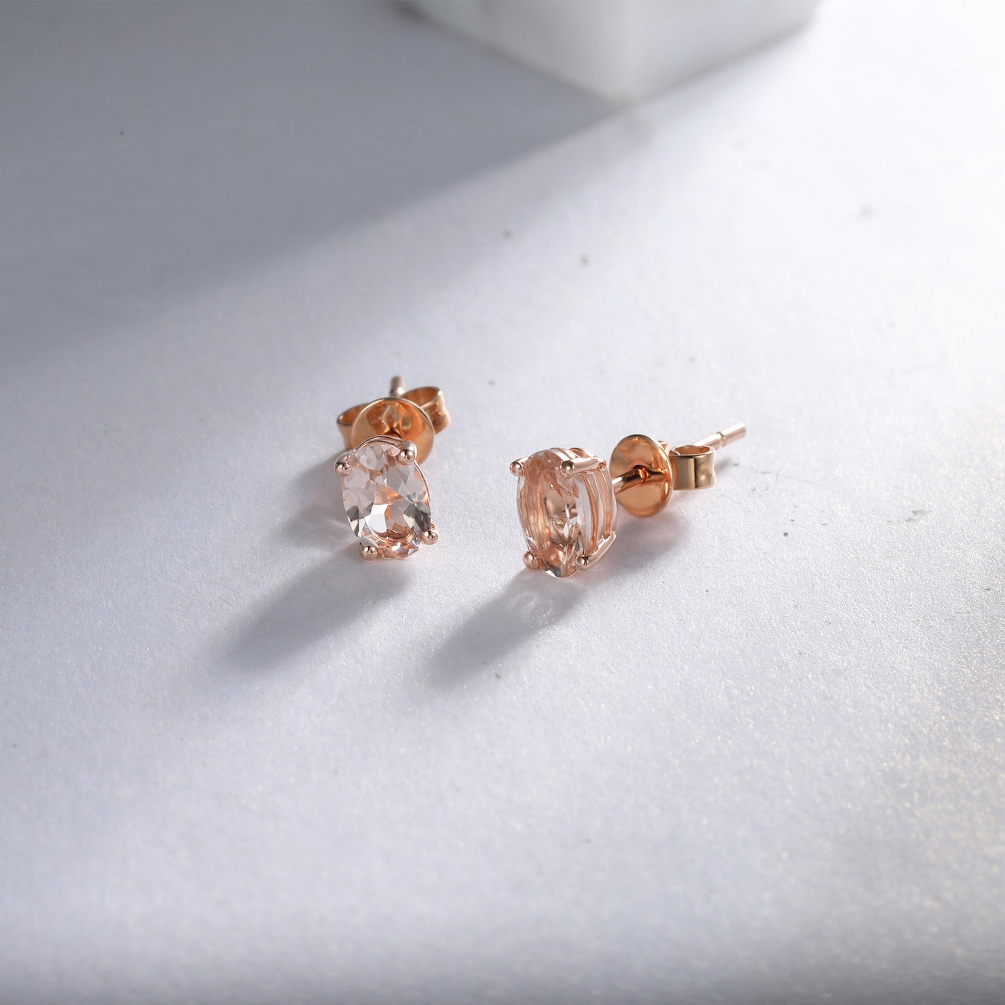 Dainty Oval Peach Morganite Earrings