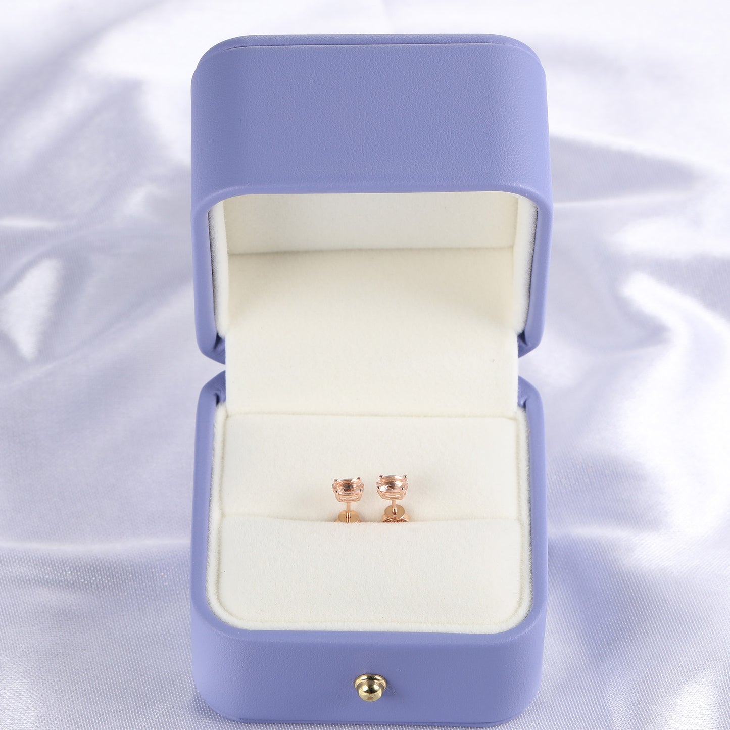 Dainty Oval Peach Morganite Earrings