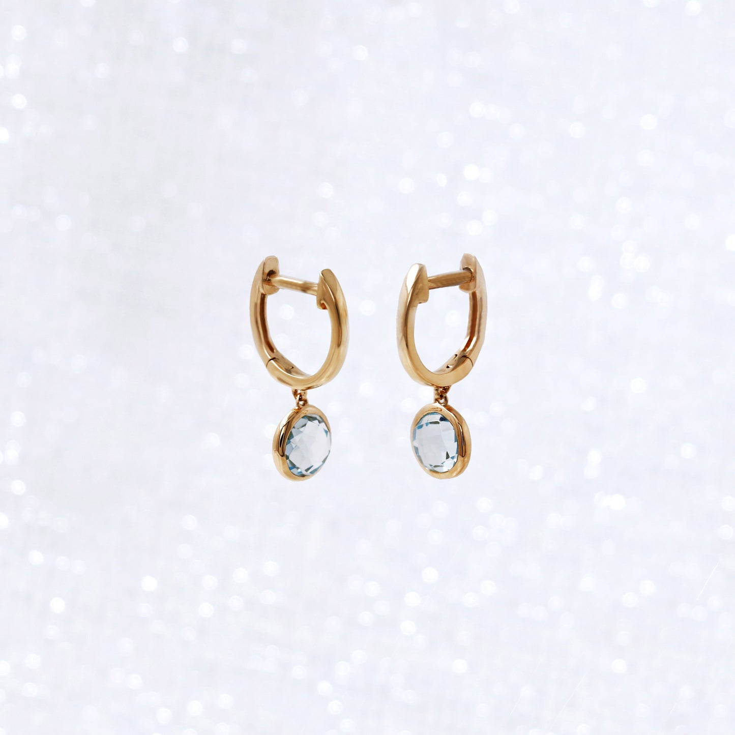 Dainty Sky Blue Topaz Drop Hoop