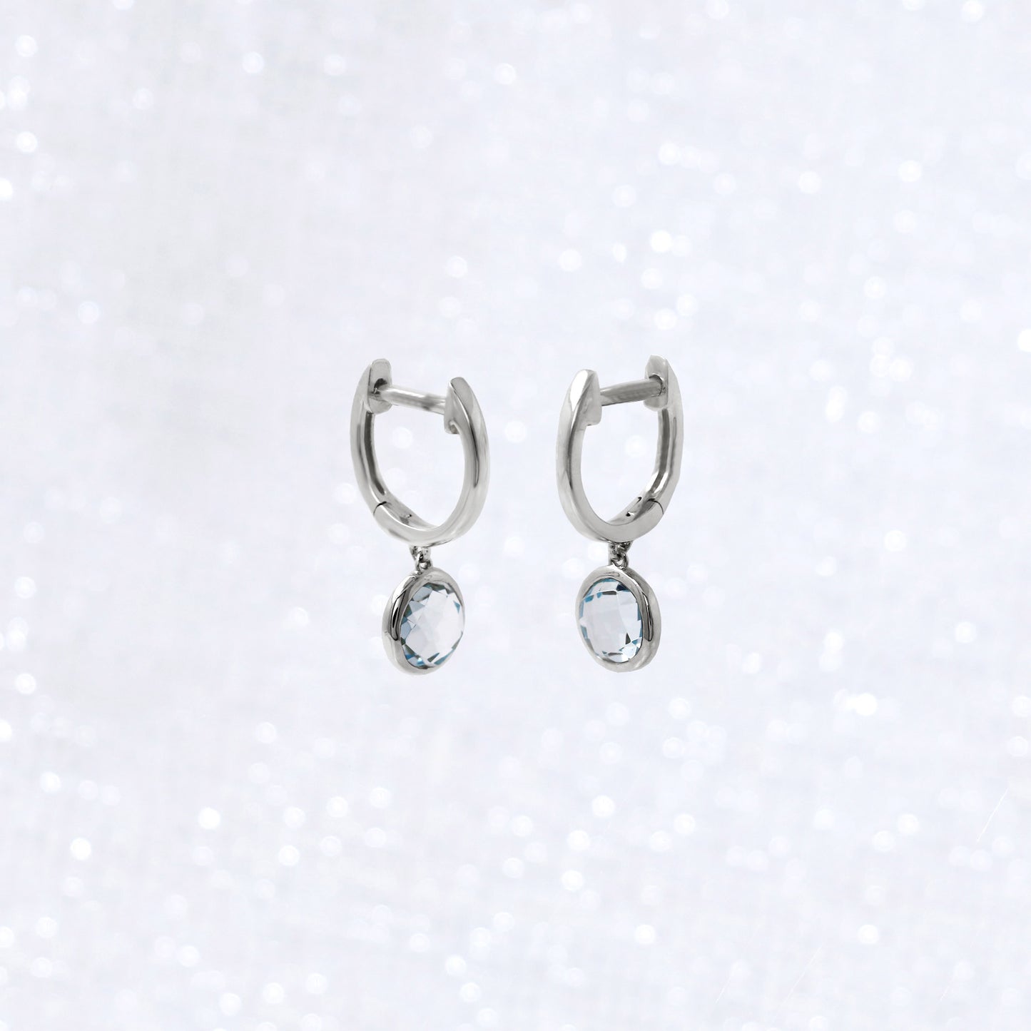 Dainty Sky Blue Topaz Drop Hoop