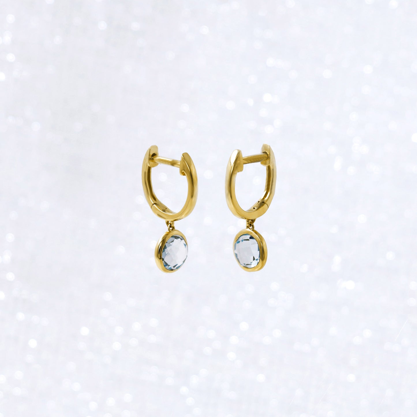 Dainty Sky Blue Topaz Drop Hoop