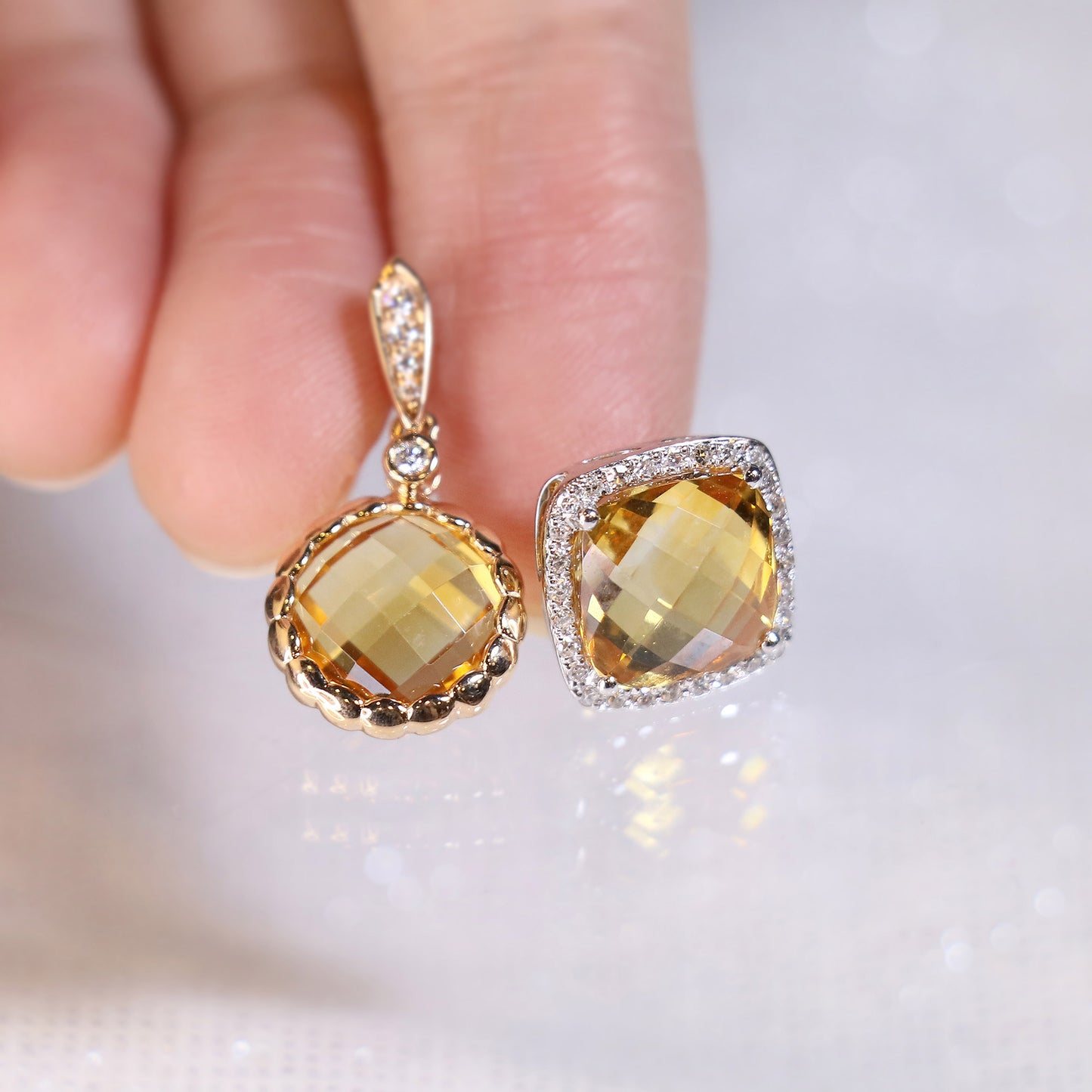 Cushion Cut Citrine Necklace
