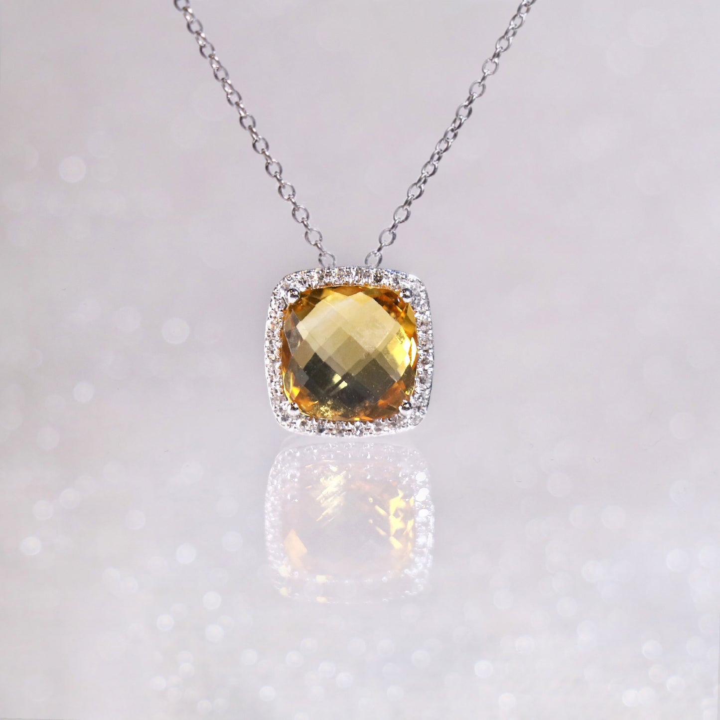 Cushion Cut Citrine Necklace