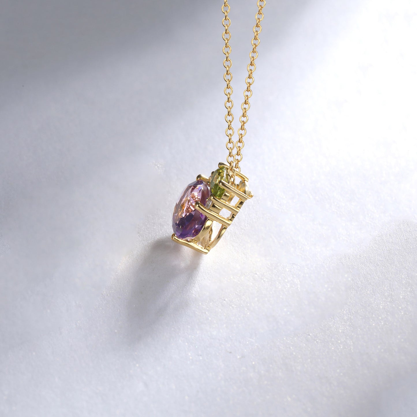 Peridot Amethyst Two Stone Necklace