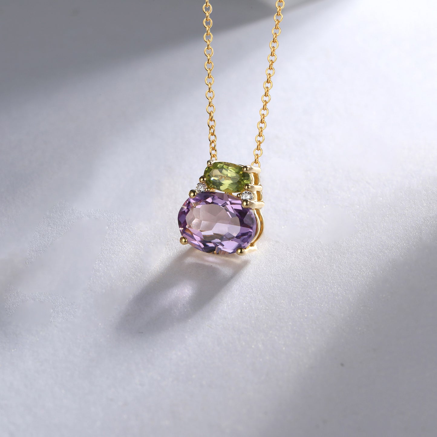 Peridot Amethyst Two Stone Necklace