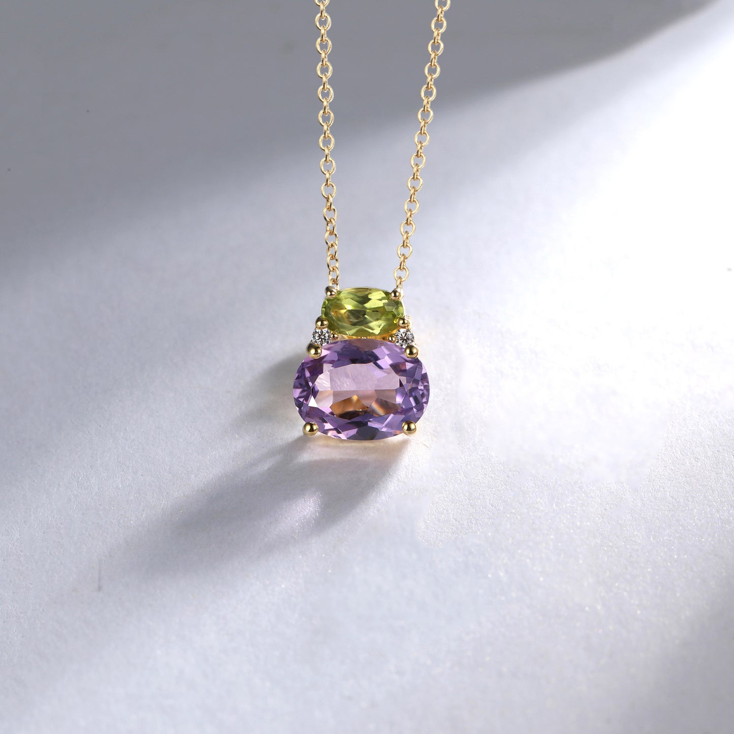 Peridot Amethyst Two Stone Necklace