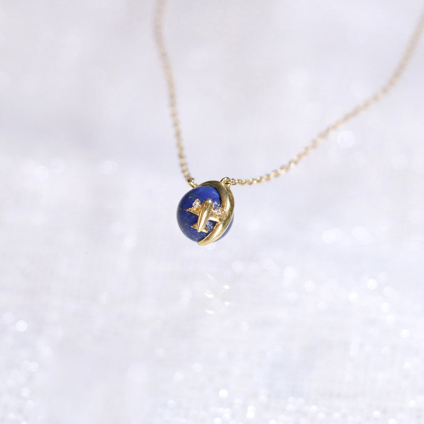 Airplane Lapis Planet Necklace