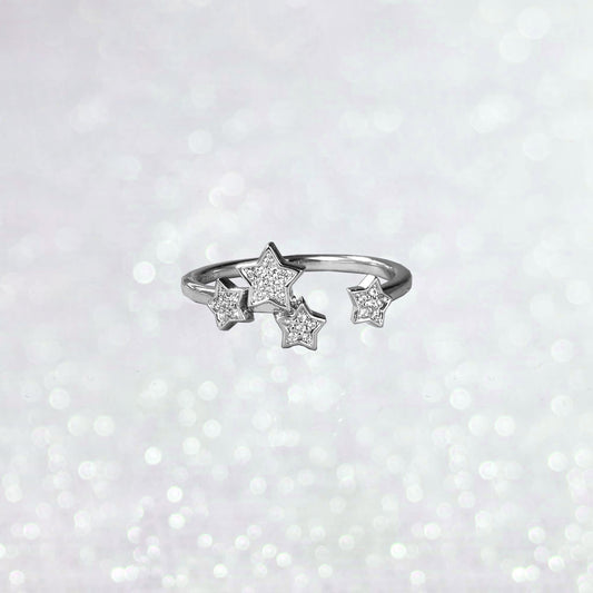 White Gold Star Ring