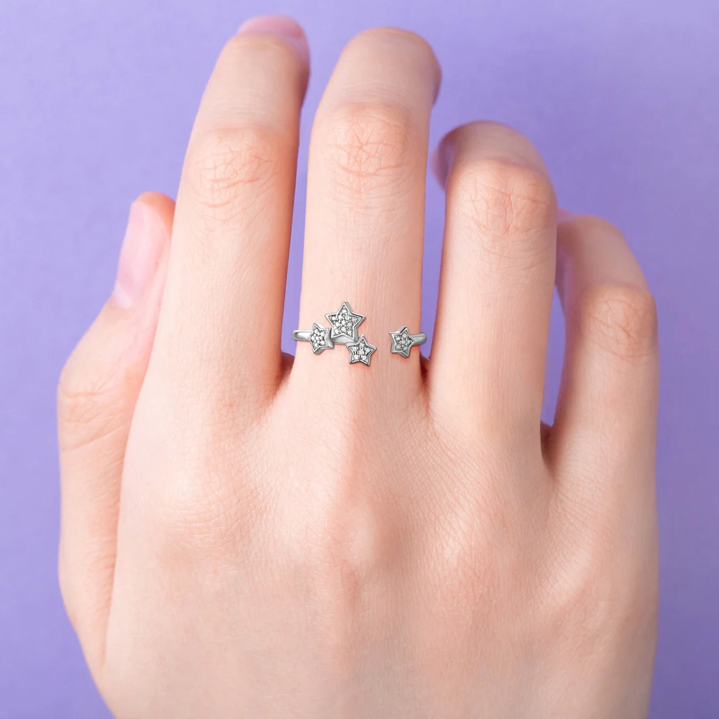 White Gold Star Ring