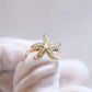 White Opal Diamond Starfish Gold Ring
