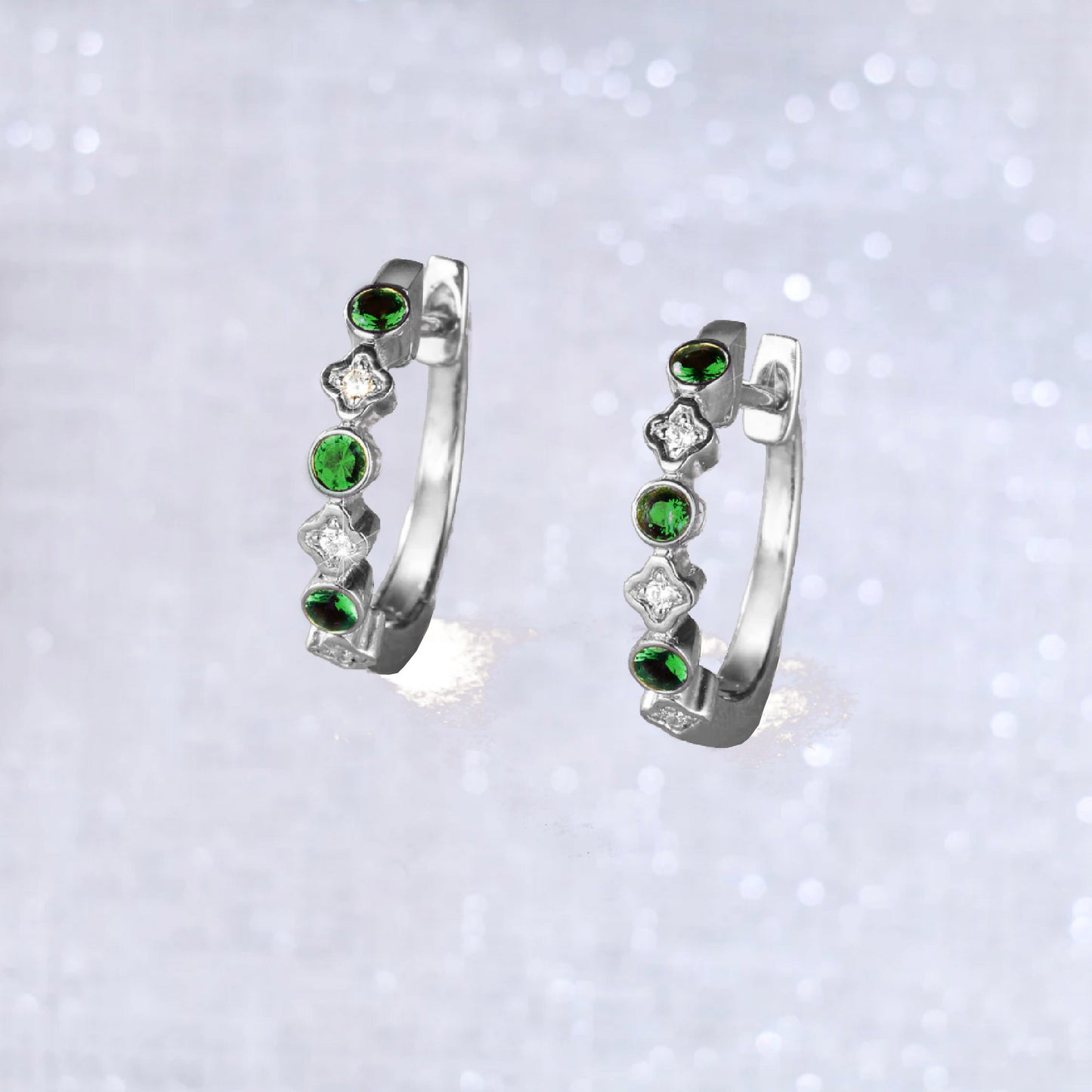 Emerald Diamond Clover Earrings