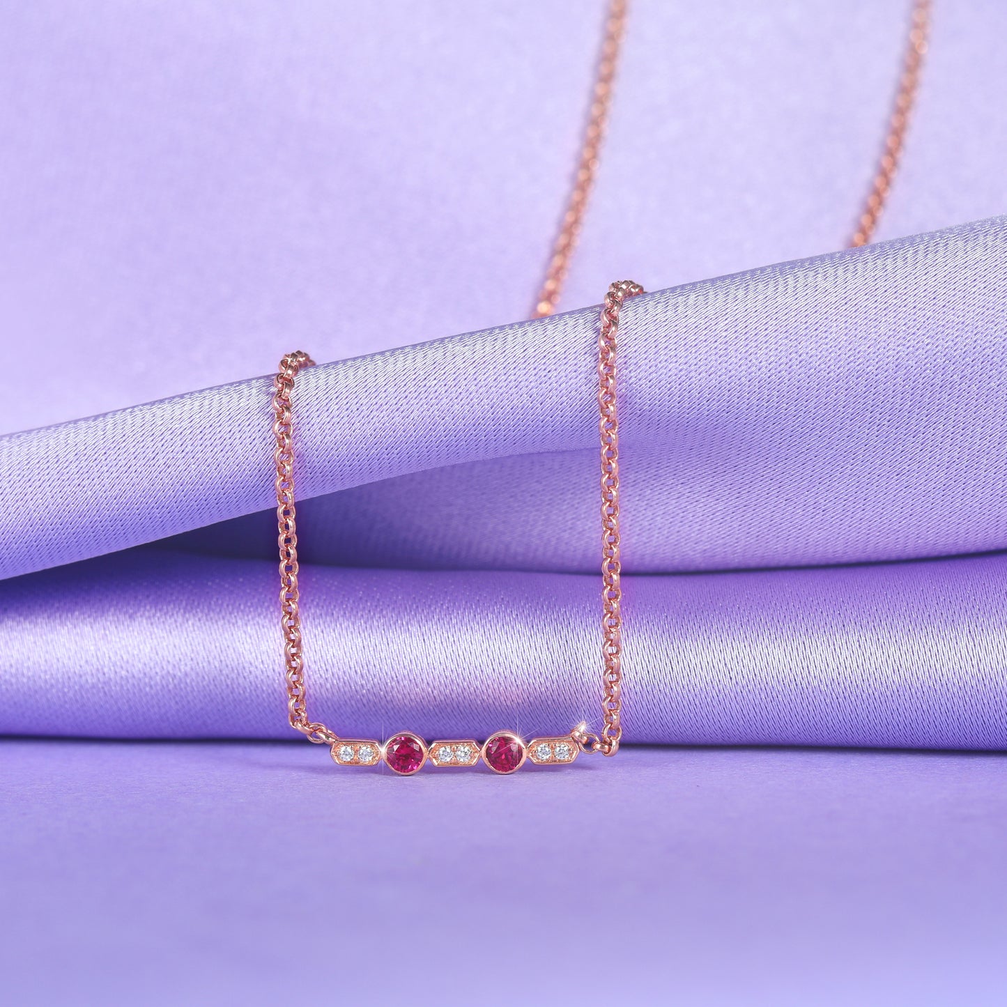 Vintage Rose Ruby Diamond Necklace