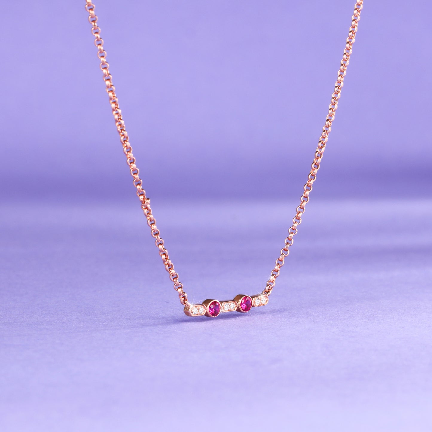 Vintage Rose Ruby Diamond Necklace