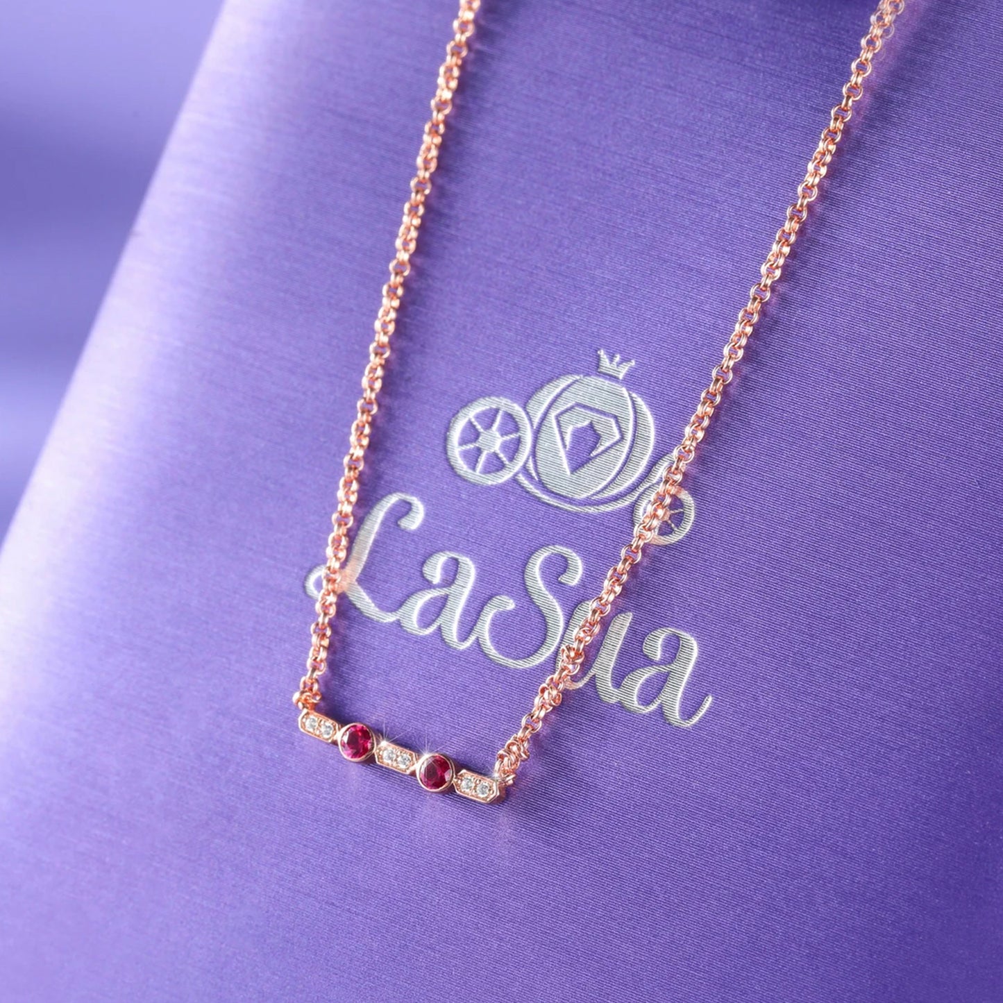 Vintage Rose Ruby Diamond Necklace