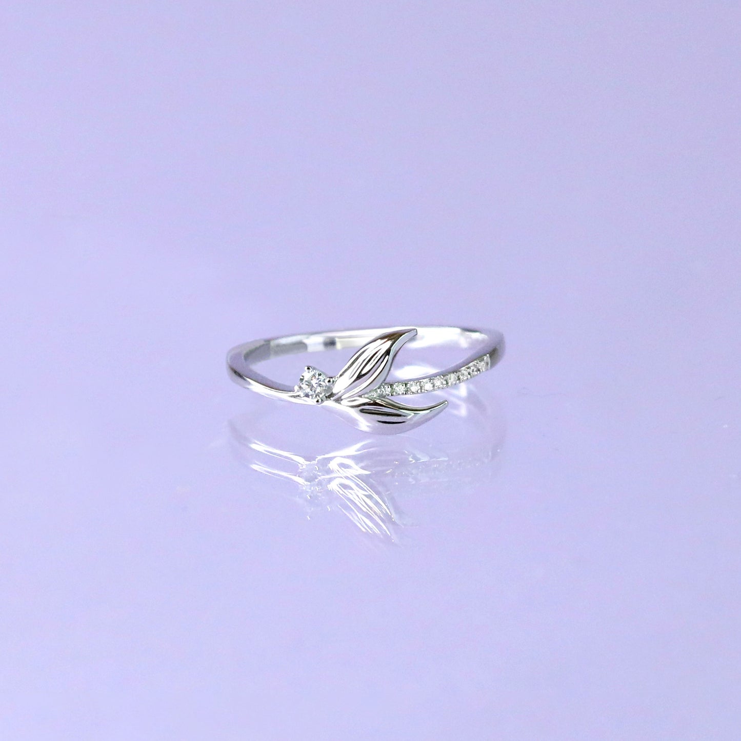 Silver Mermaid Tail Diamond Custom Birthstone Ring