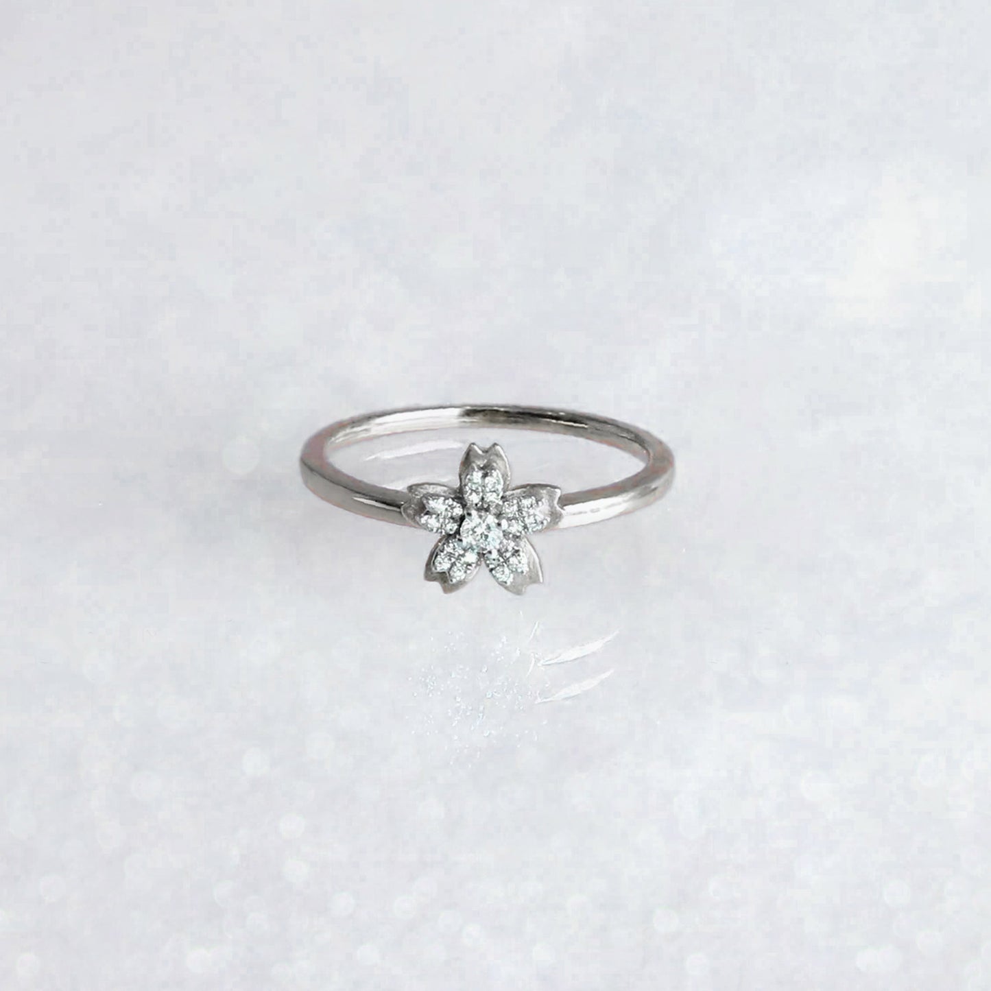 Silver Cherry blossom Sakura Flower Ring