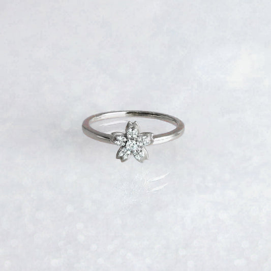 Silver Cherry blossom Sakura Flower Ring