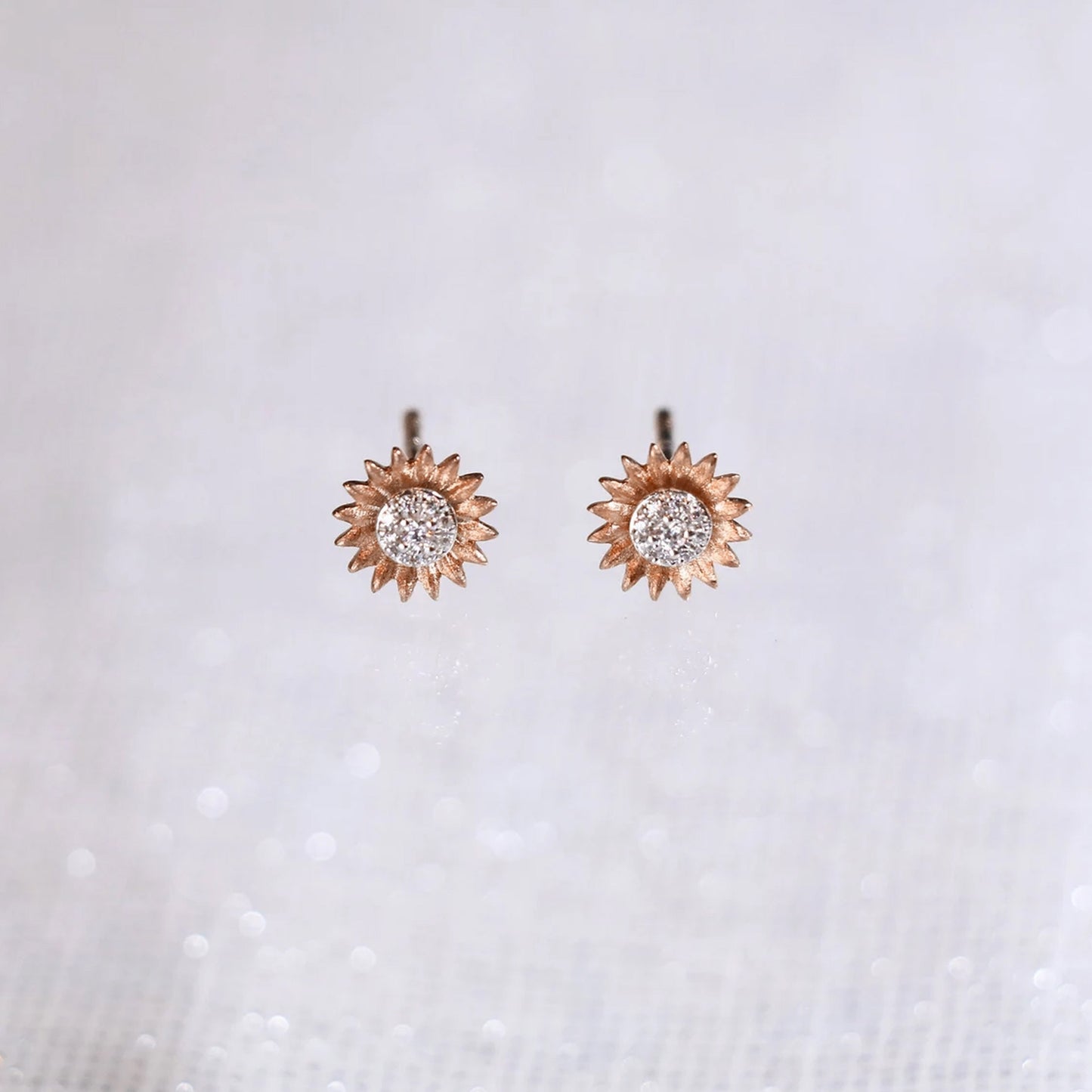 Sunflower Minimalist Diamonds Earrings Studs