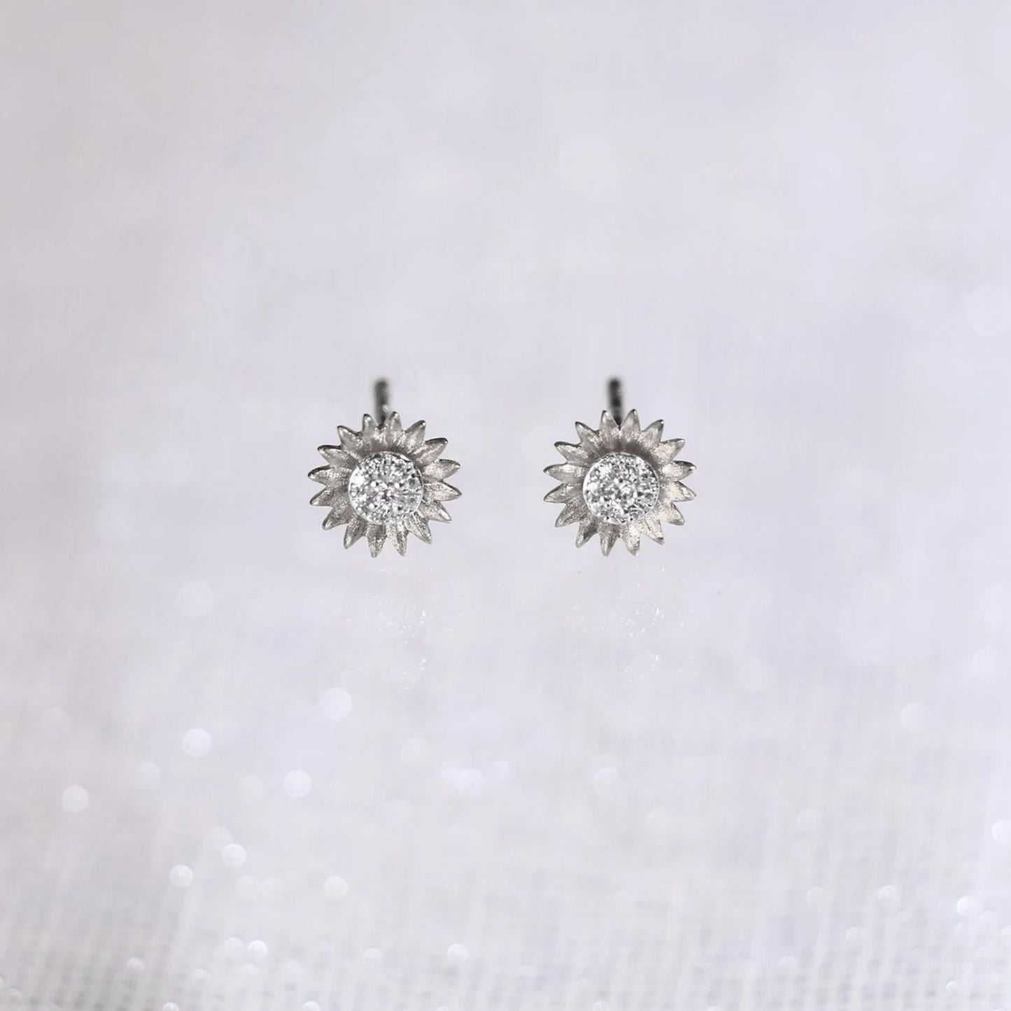 Sunflower Minimalist Diamonds Earrings Studs