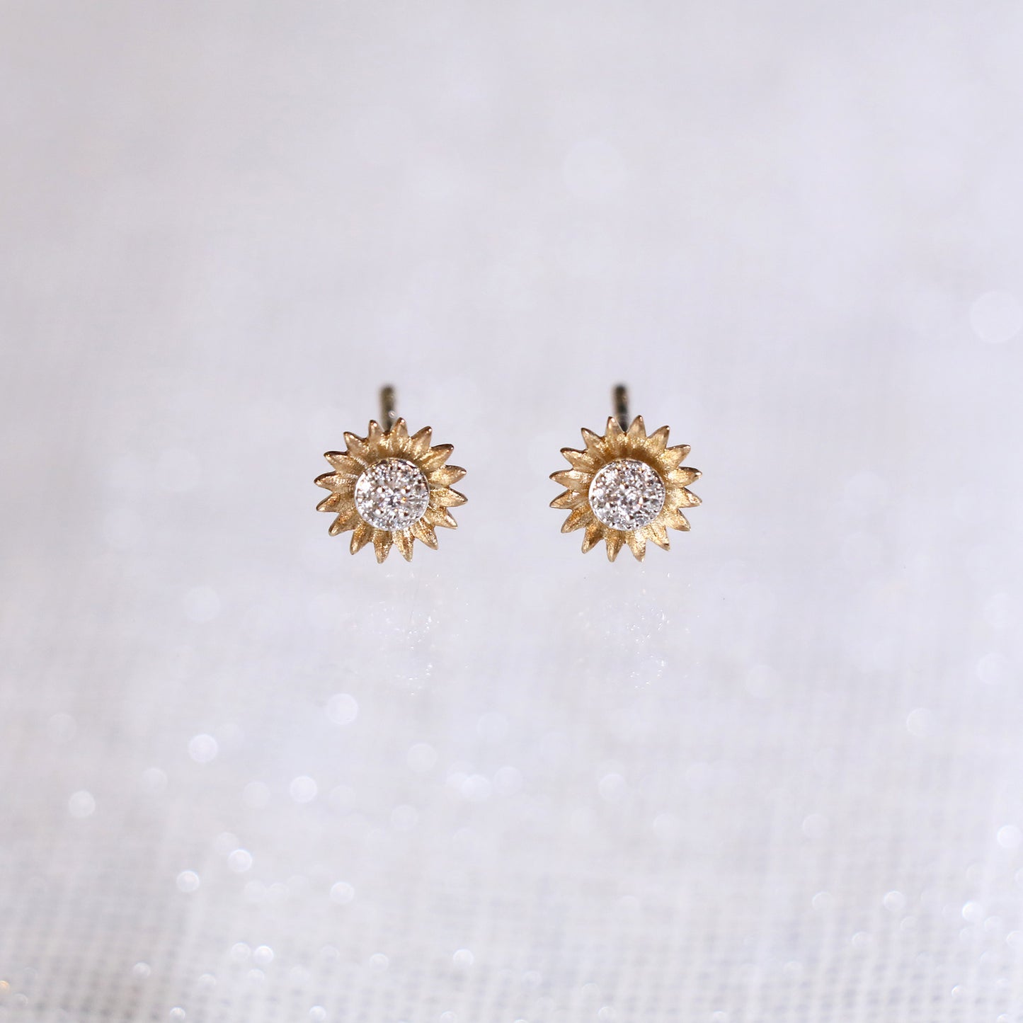 Sunflower Minimalist Diamonds Earrings Studs
