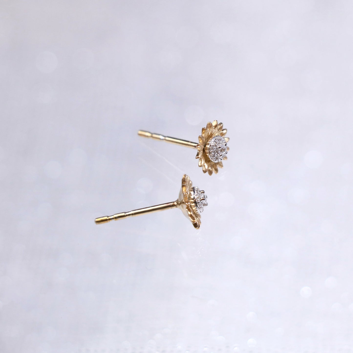 Sunflower Minimalist Diamonds Earrings Studs