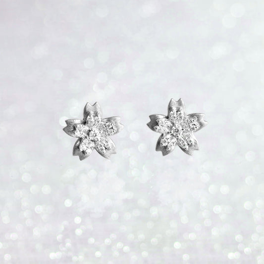Sakura Flower Diamonds Earrings