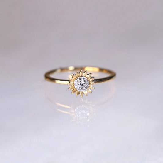 Gold Sunflower Diamond Ring
