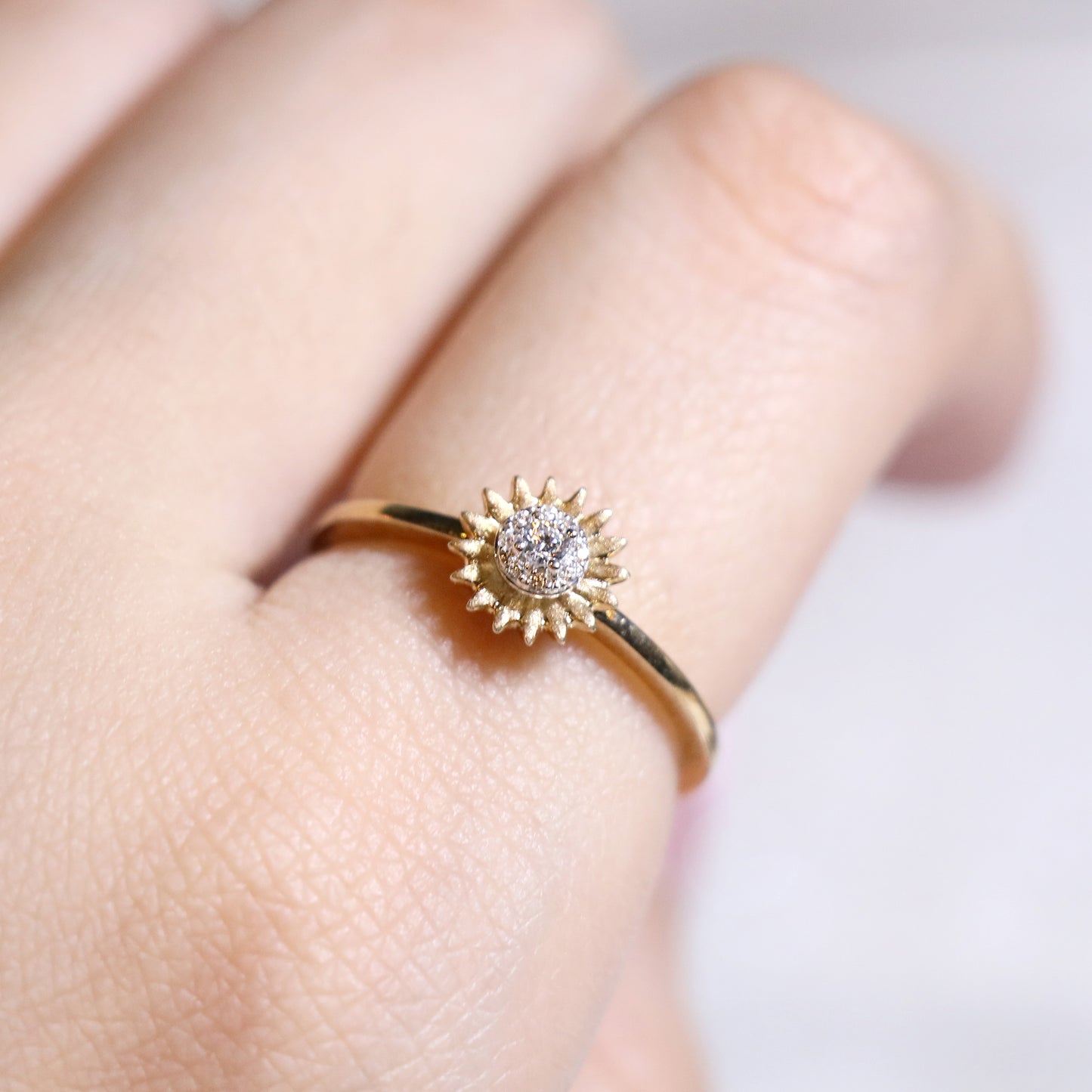 Gold Sunflower Diamond Ring