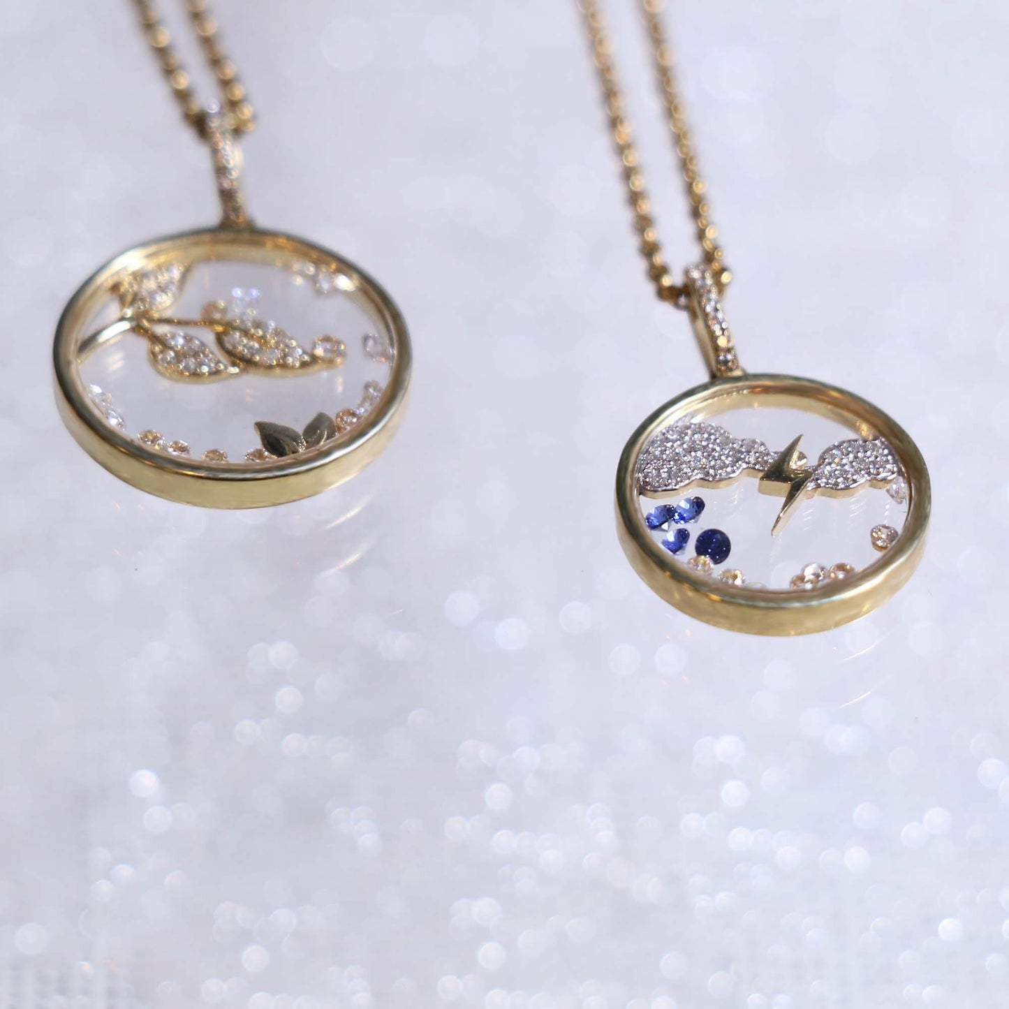Gold Leaf Glass Charm Necklace