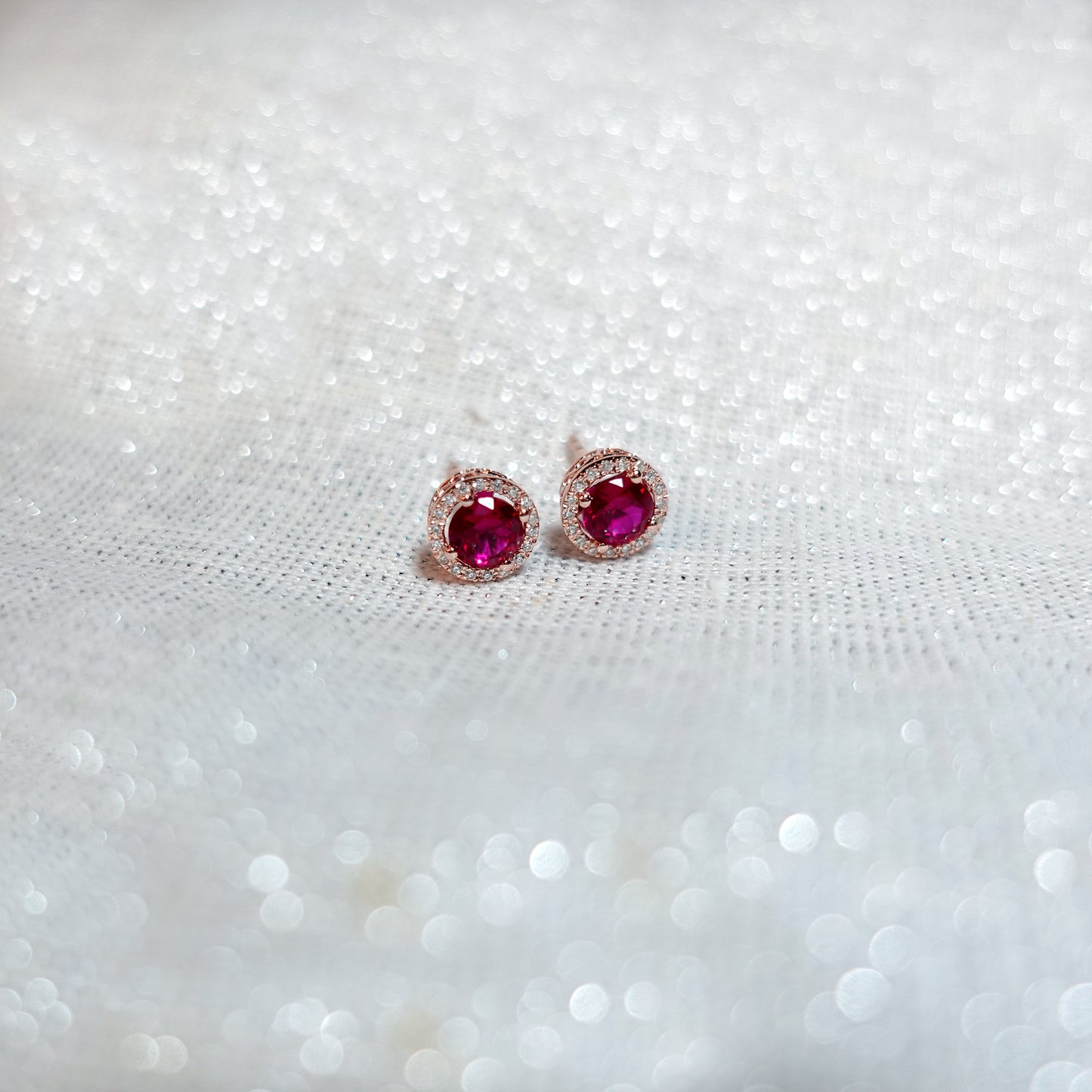 Ruby Halo Diamond Earrings