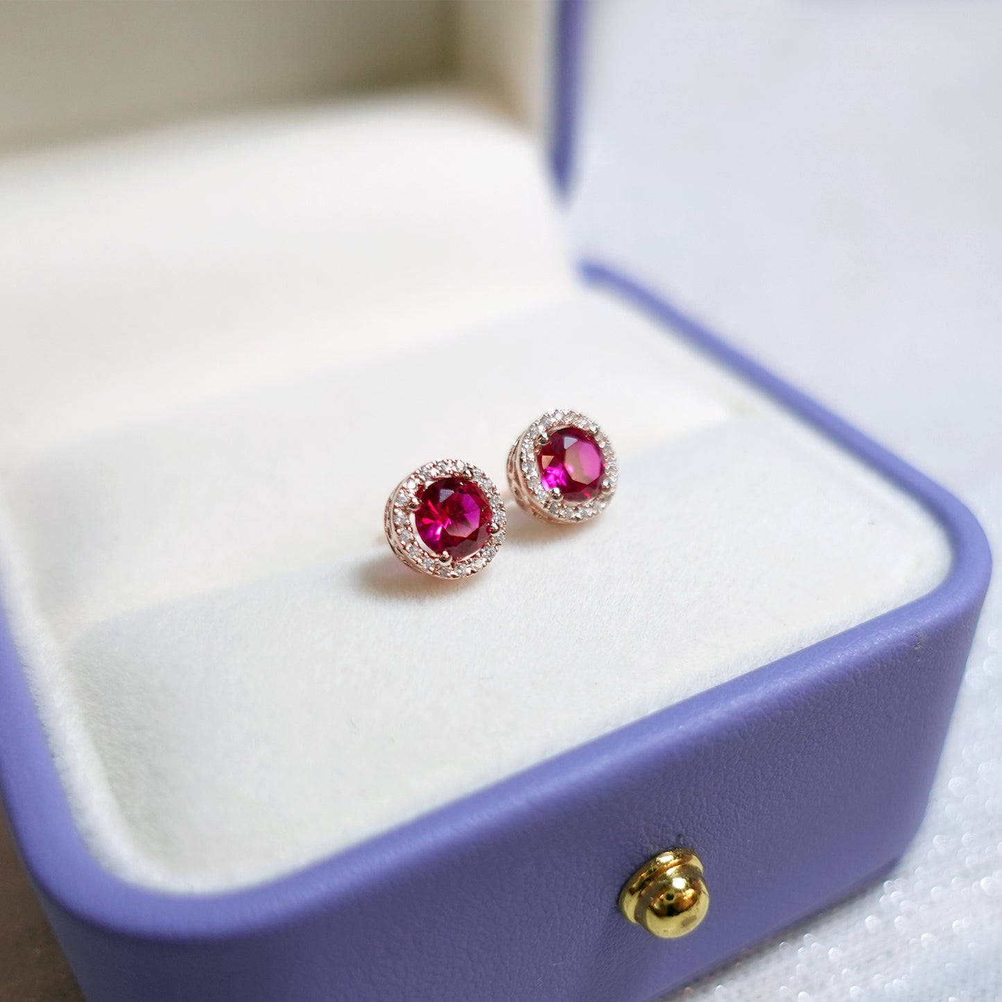 Ruby Halo Diamond Earrings