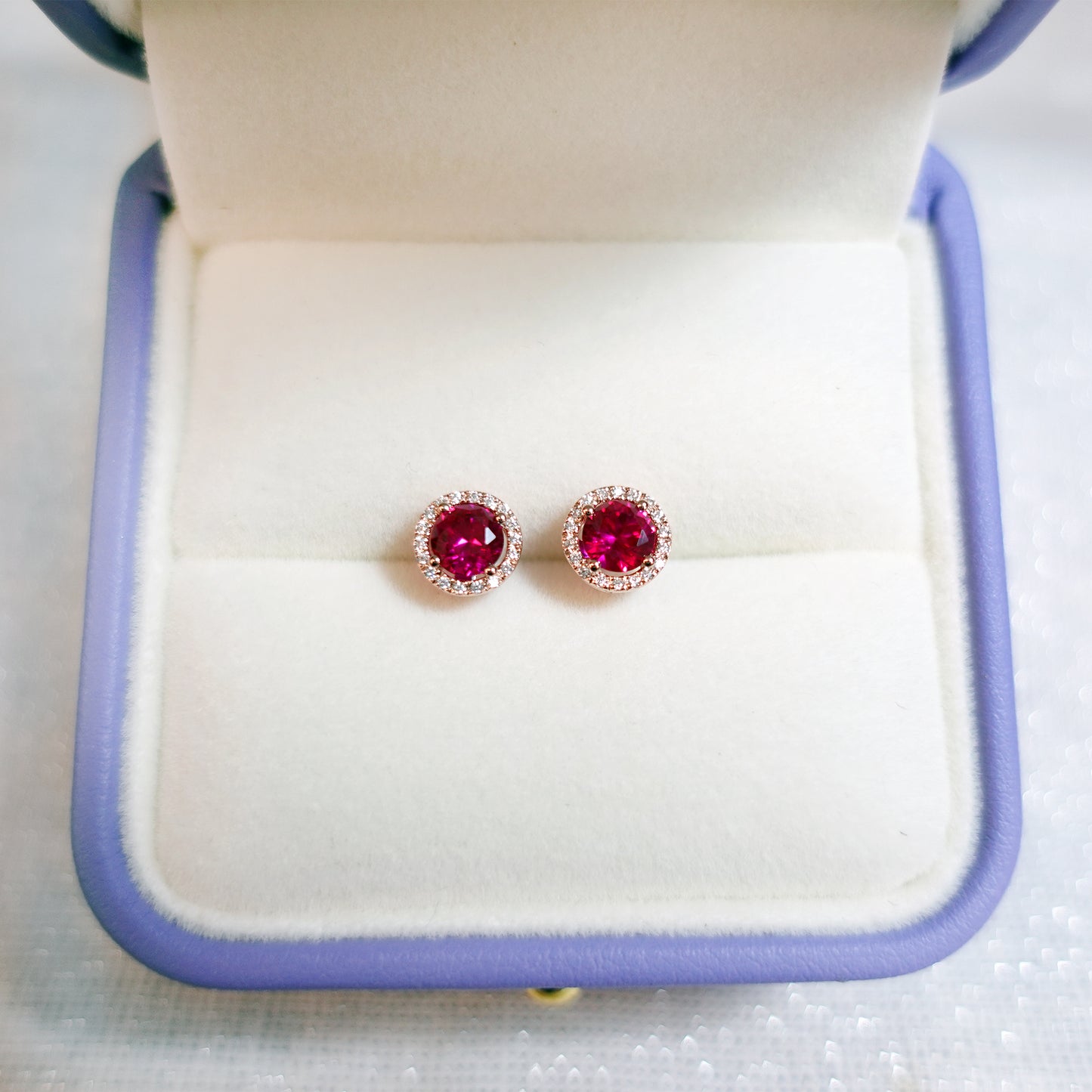 Ruby Halo Diamond Earrings